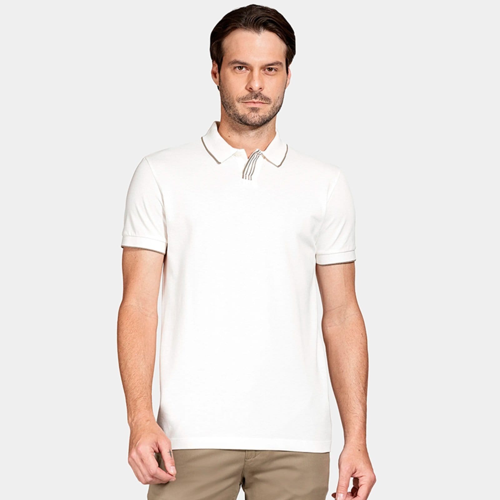 Camisa Polo Aramis Piquet Retilinea In26 Off White Masculino