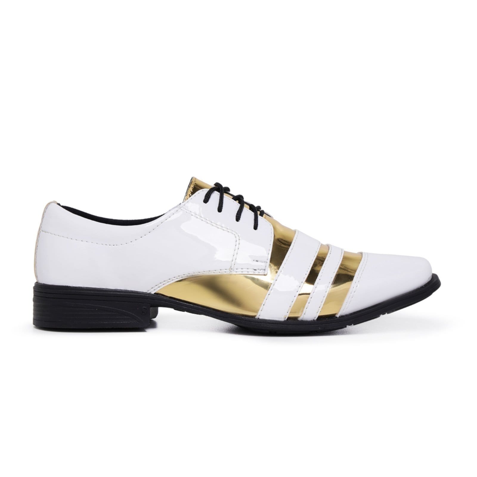 Vista principal Sapato Social Masculino Verniz Sem Cadarços Festa Casamento Noivado Schiareli 840 Com Dourado Schiareli branco