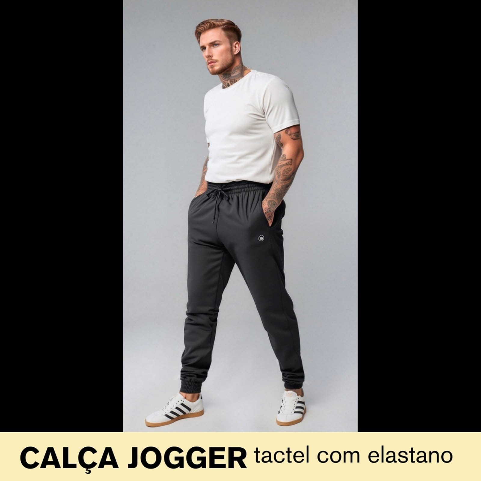 Calça Jogger Masculina Casual Tecido Tactel com Elastano Treino Academia