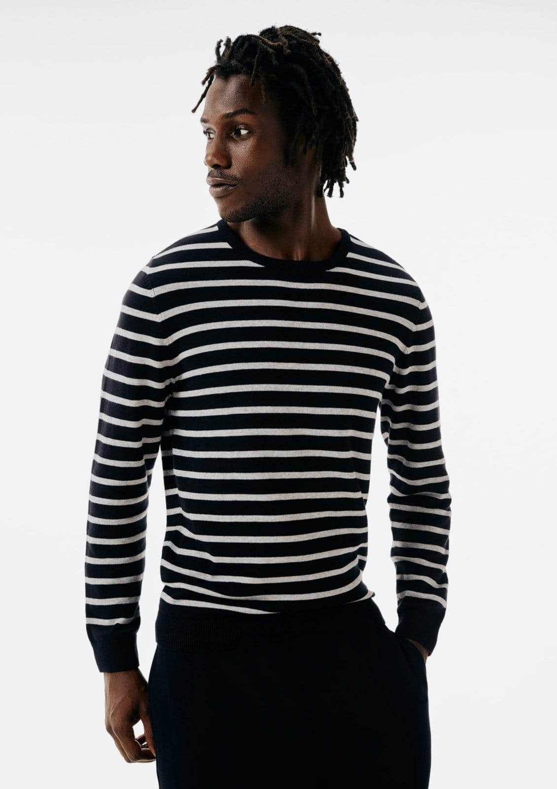 Blusão Básico Masculino Listrado Em Tricô