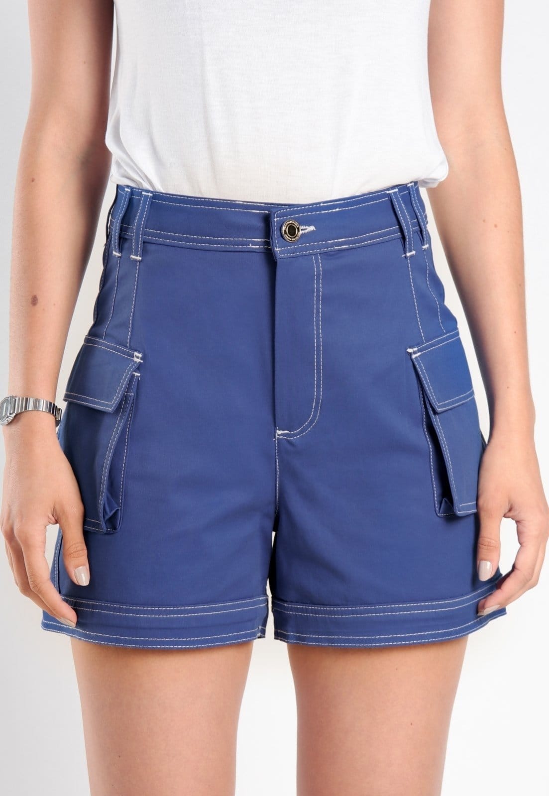 Vista 2 Short Traymon Cargo Algodão Egípcio Traymon azul