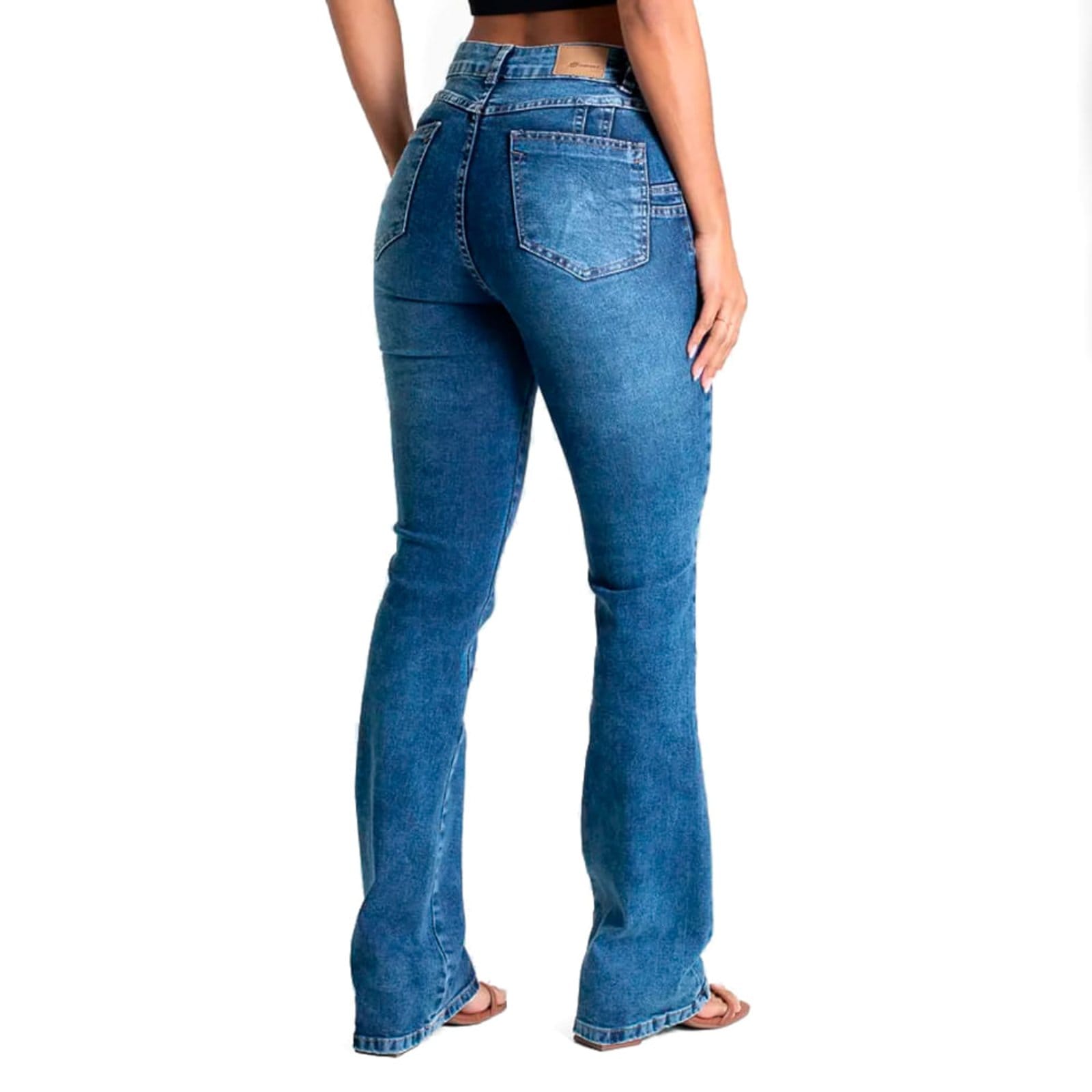 Vista 2 Calça Jeans Feminina Sawary Levanta Bumbum Mescla Sawary azul