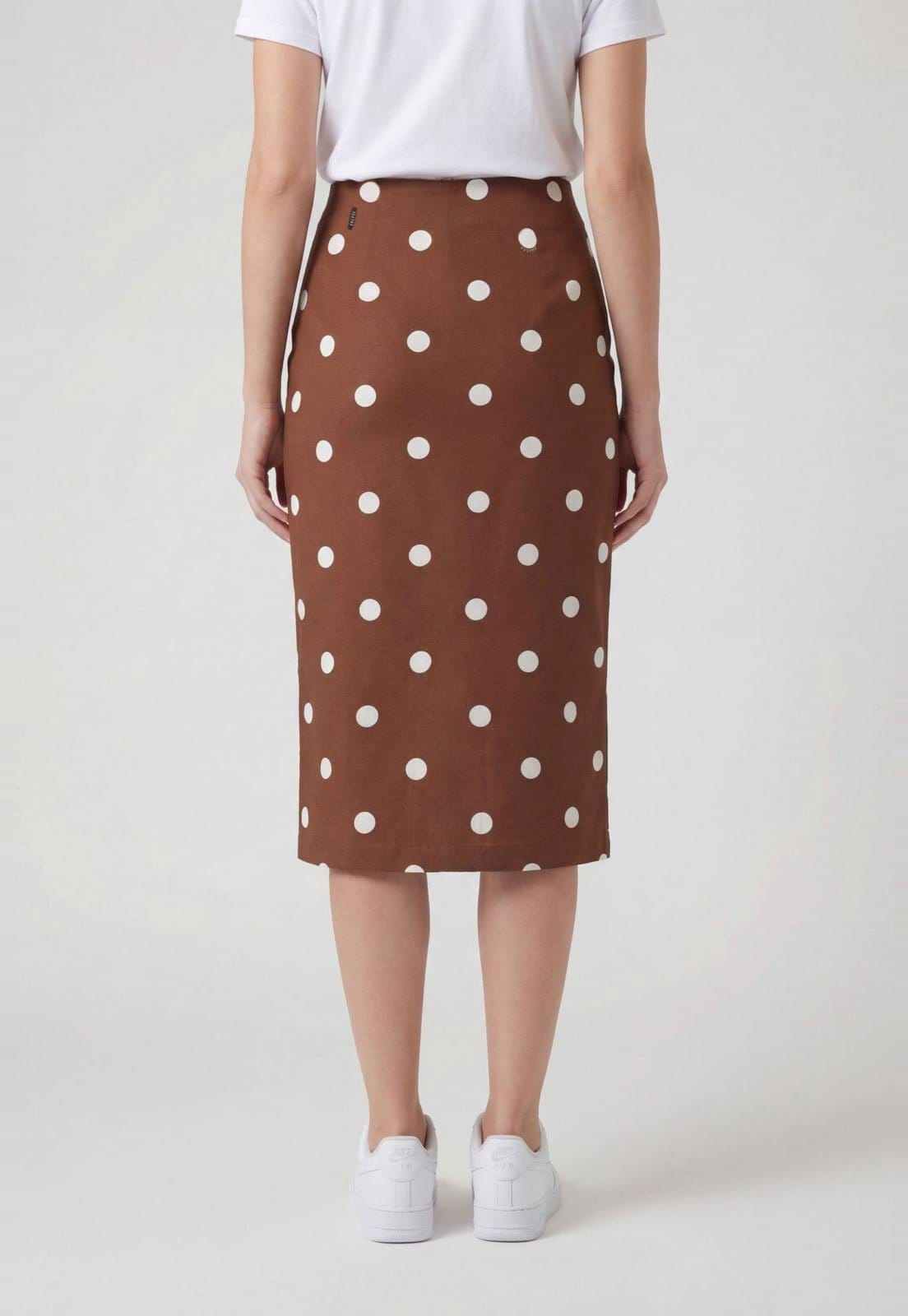 Vista 2 Saia Midi Feminina Colcci Estampada Colcci marrom