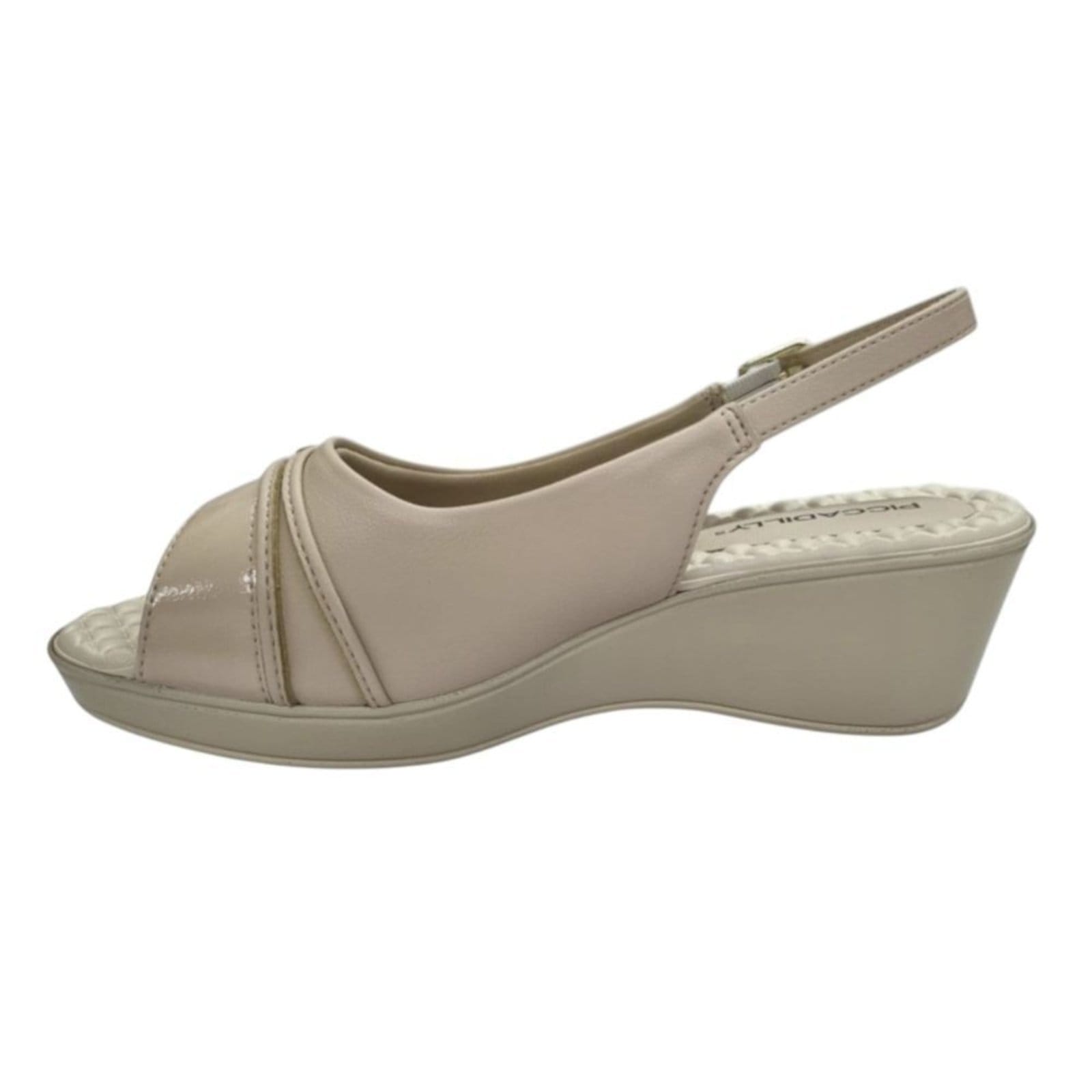 Vista 2 Sandália Slingback Piccadilly Cecilia Salto Anabela Feminino Piccadilly nude