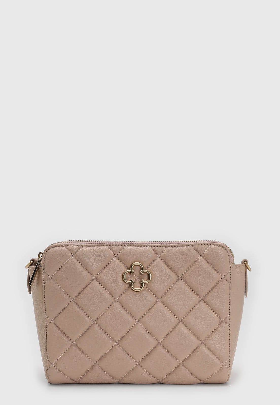 Bolsa Média Capodarte Matelassê Logo Dourado Nude