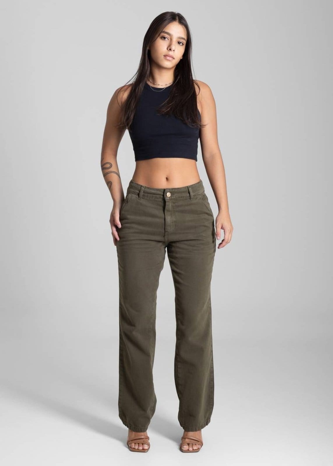 Vista 2 Calça Sarja Sawary Reta - 282326 Sawary verde