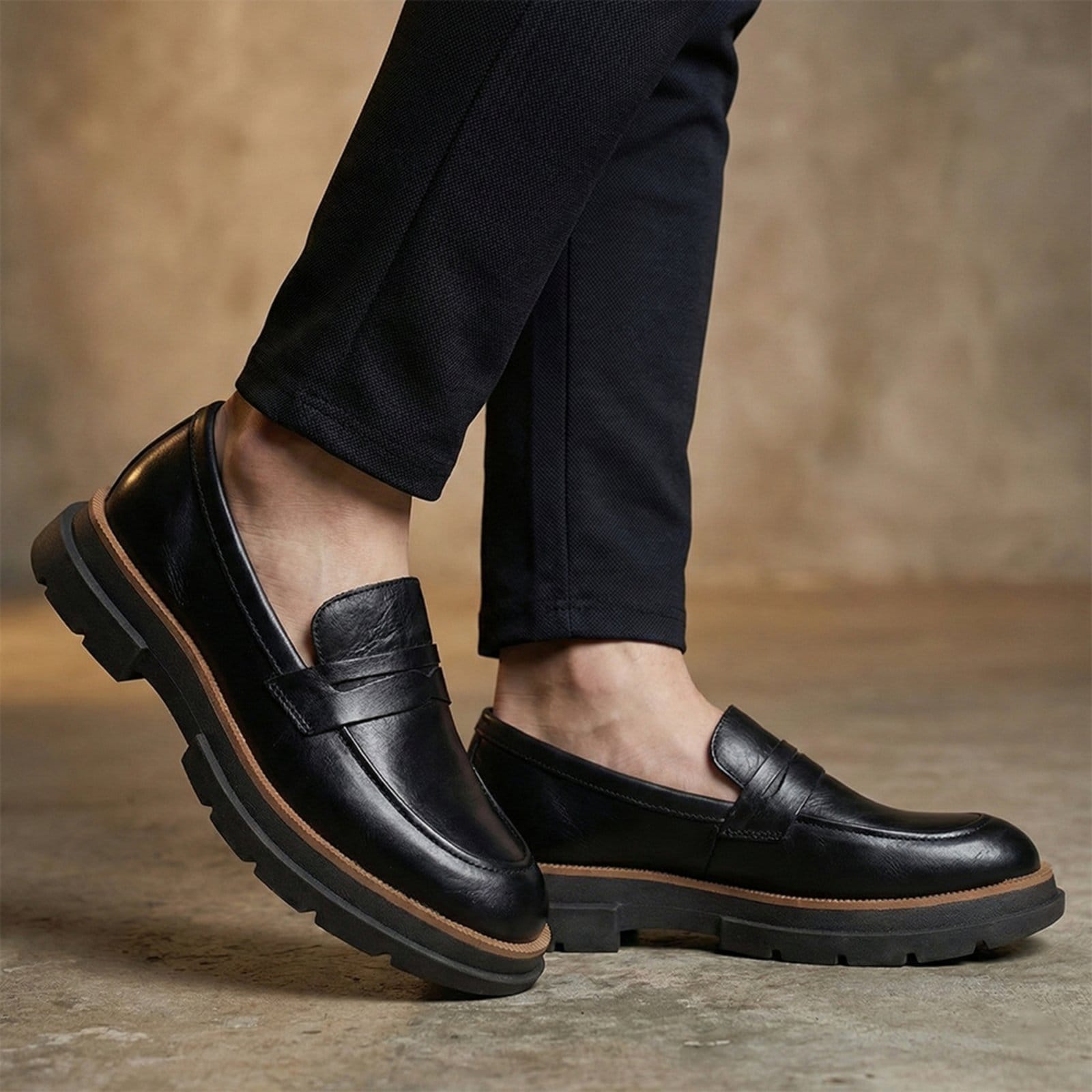 Mocassim Brook Eleva Couro Sola Tratorada Robusta Masculino