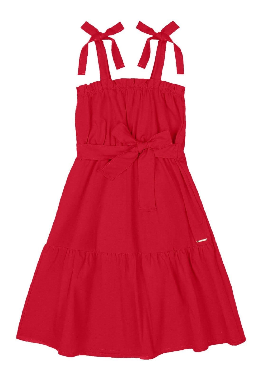 Vista 2 Infantil - Vestido em Tricoline Quimby Quimby vermelho