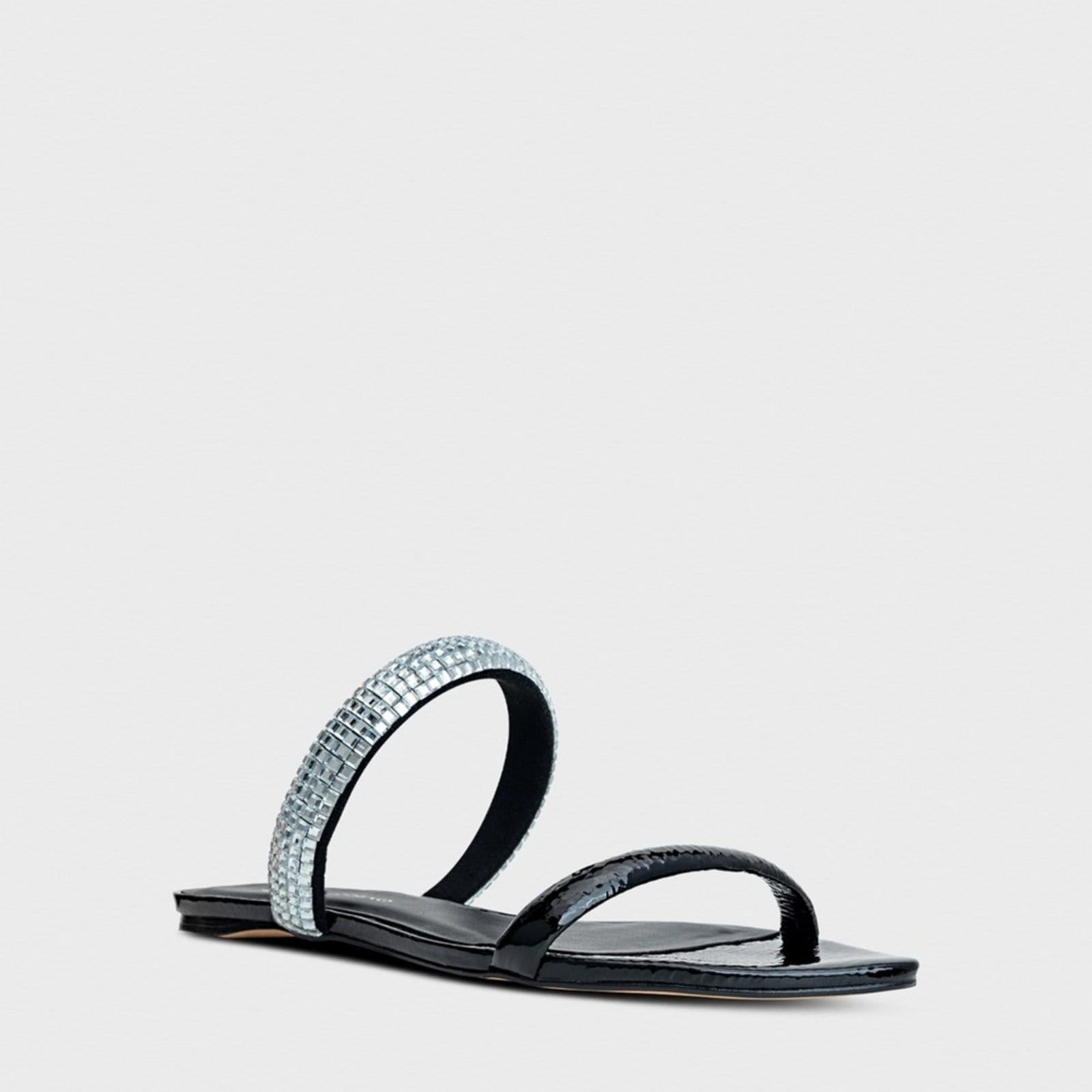 Vista 2 Chinelo Flat Line Cristal e Couro Carrano 239030 Carrano preto