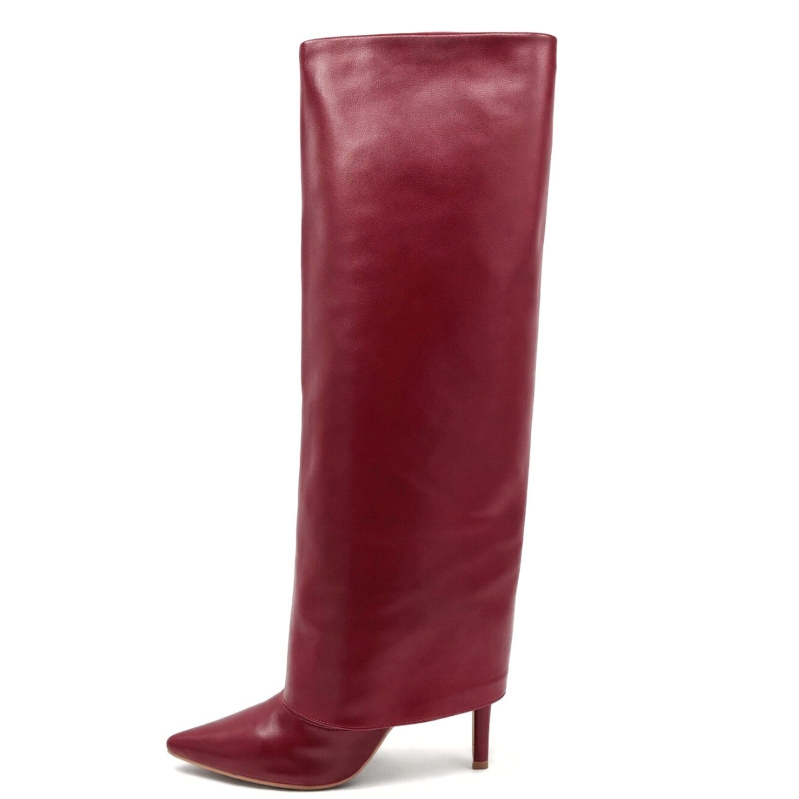 Vista 2 Bota Feminina Com Capa Bico Fino Salto Alto Flor da Pele 1796 Bordô Flor da Pele vinho