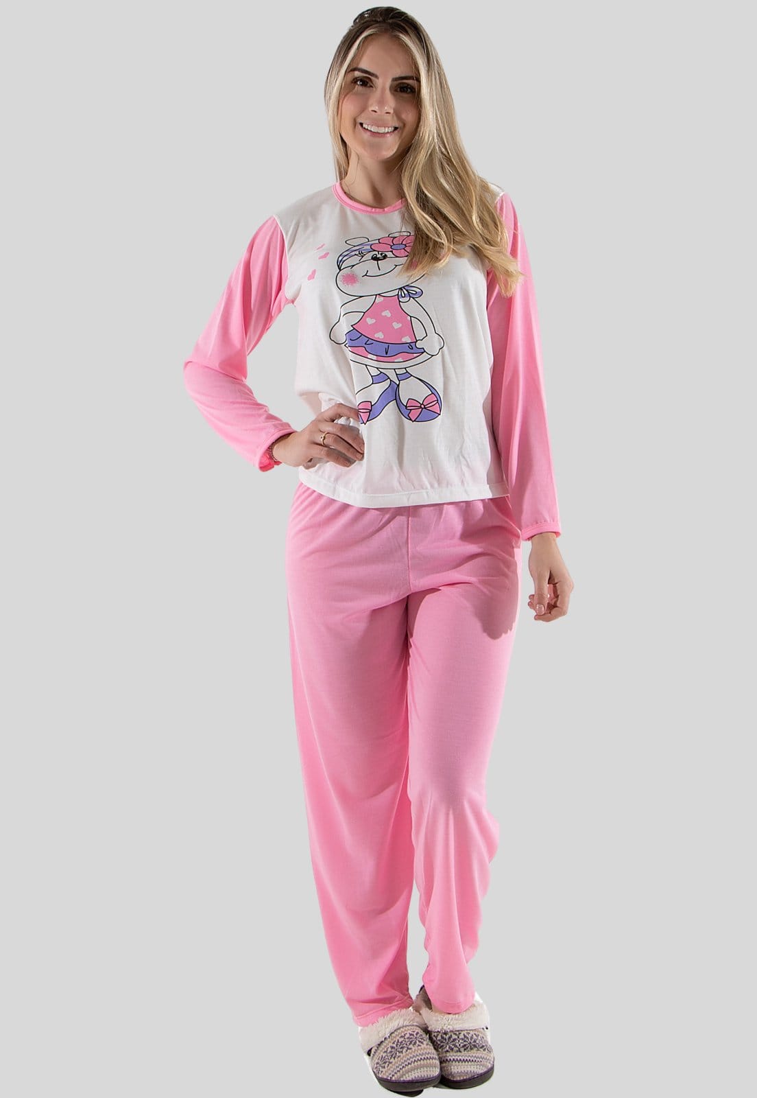 Pijama Longo Algodão Linha Noite Malha Premium