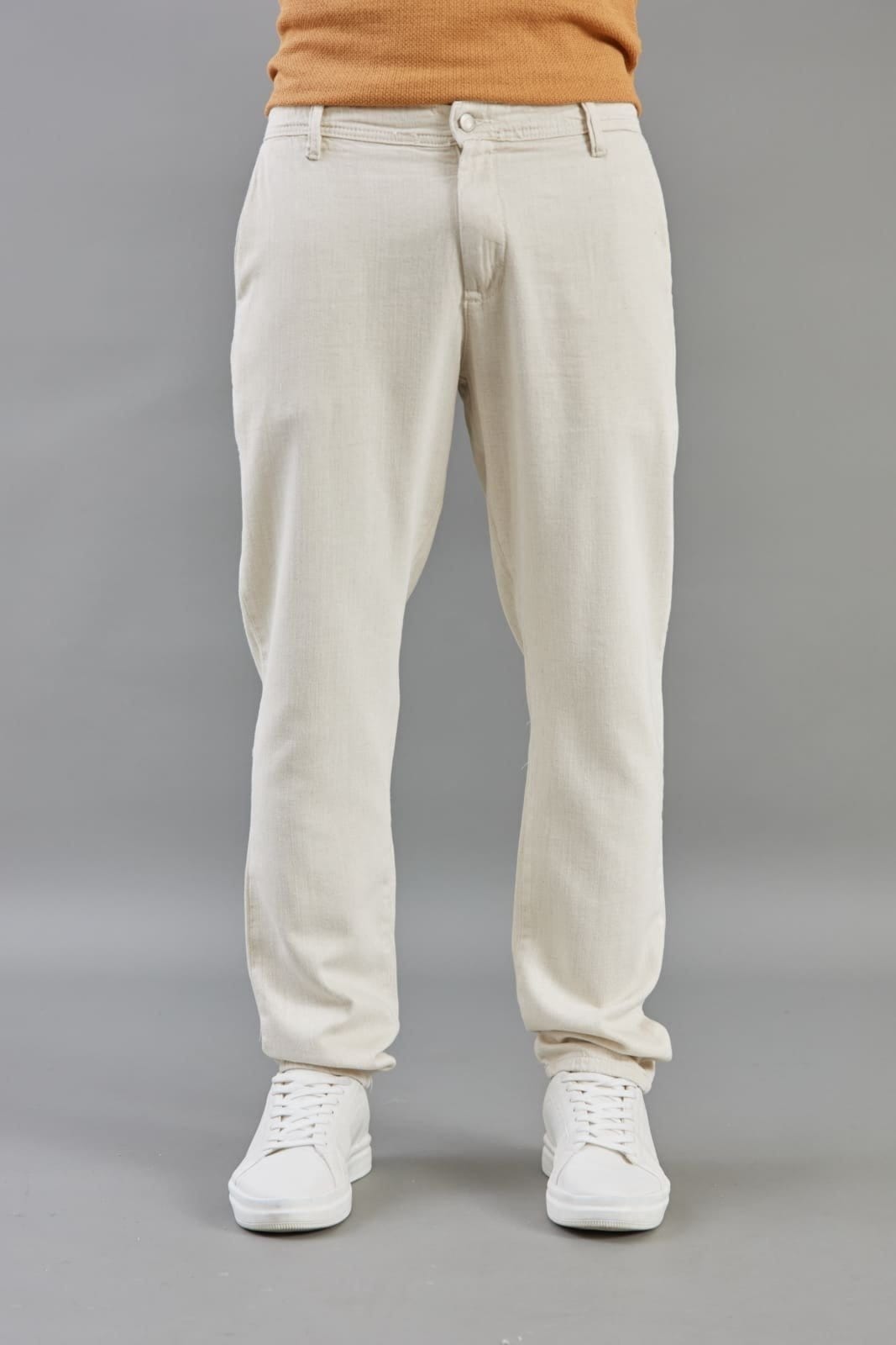 Calça Sport Fino Masculina Casual Leve Com Linho Dialogo Off White