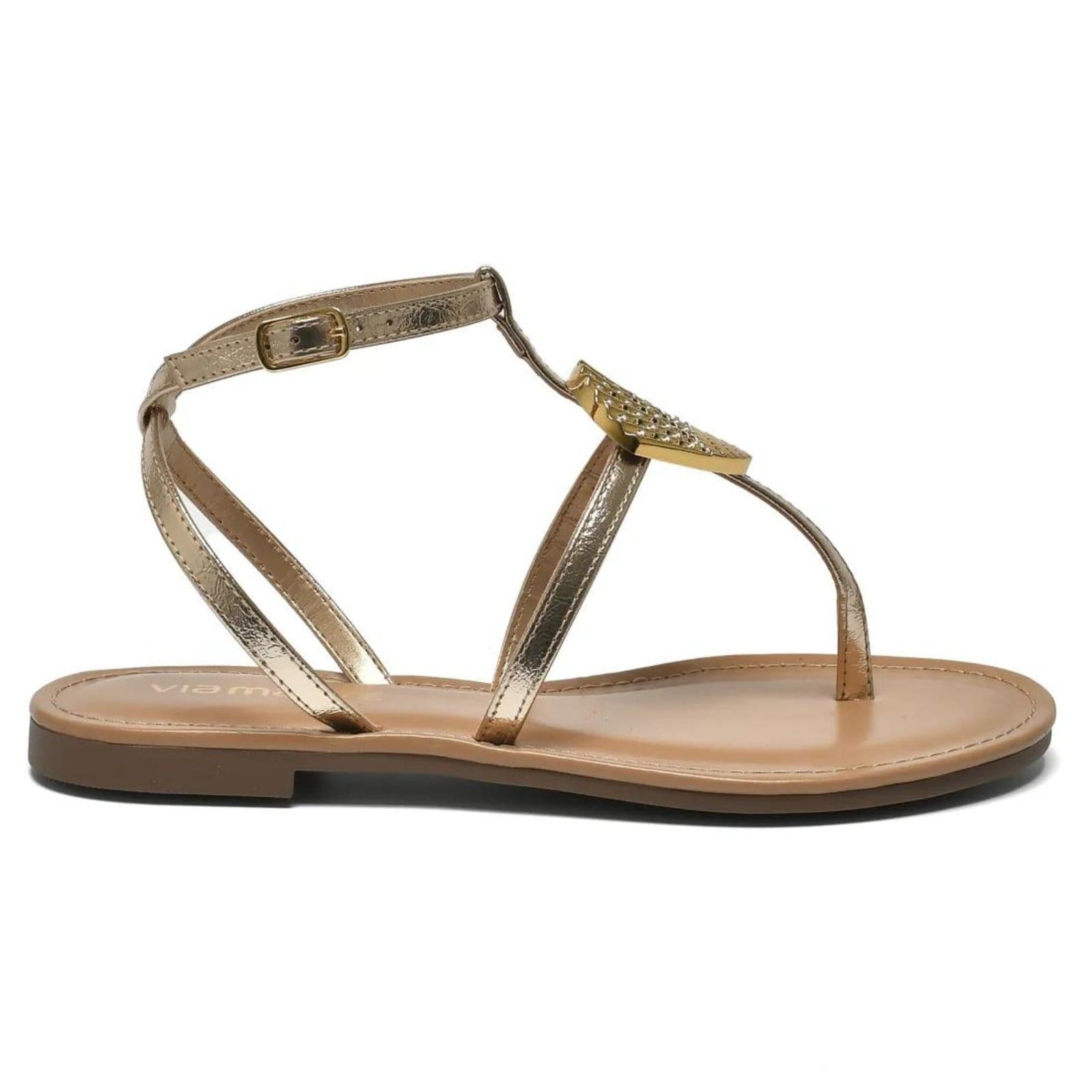Vista 2 Sandália Via Marte Rasteira Feminina VIA MARTE dourado