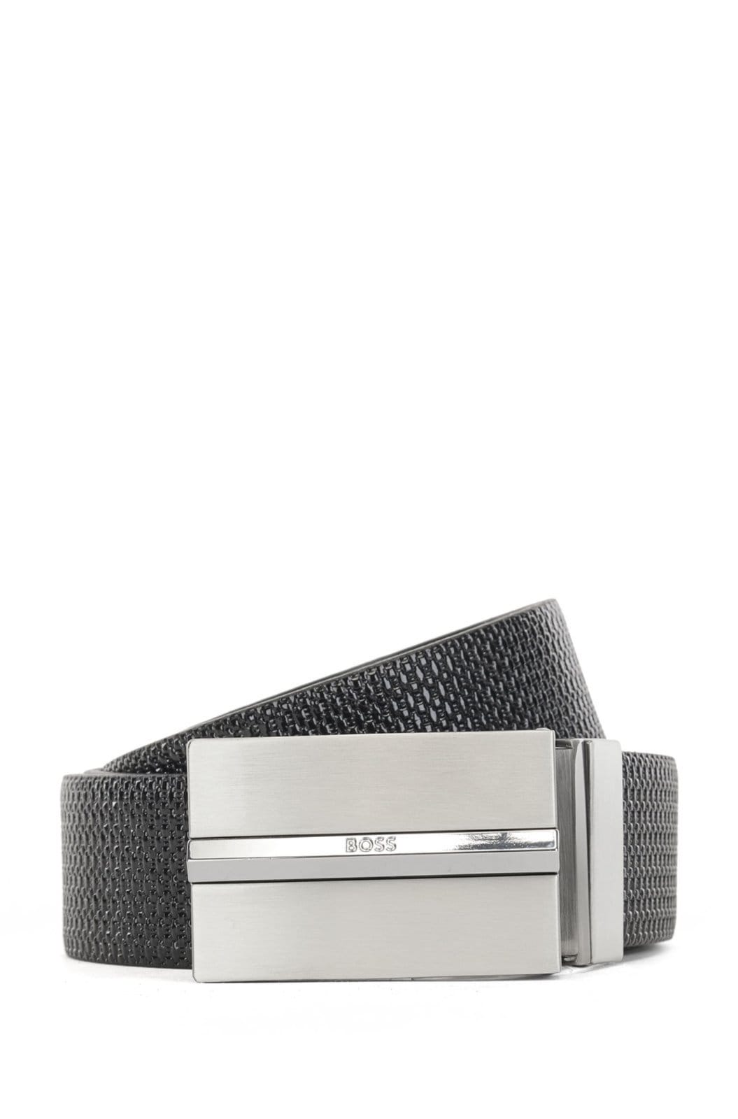 Cinto Reversível Em Couro Italiano Com Fivelas De Pino E Placa