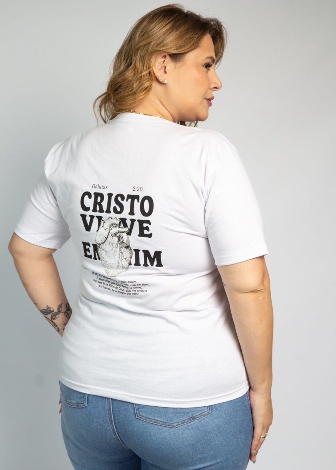 Vista 2 T-shirt Feminina Cianitas Branca Estampa Cristo Cianitas branco