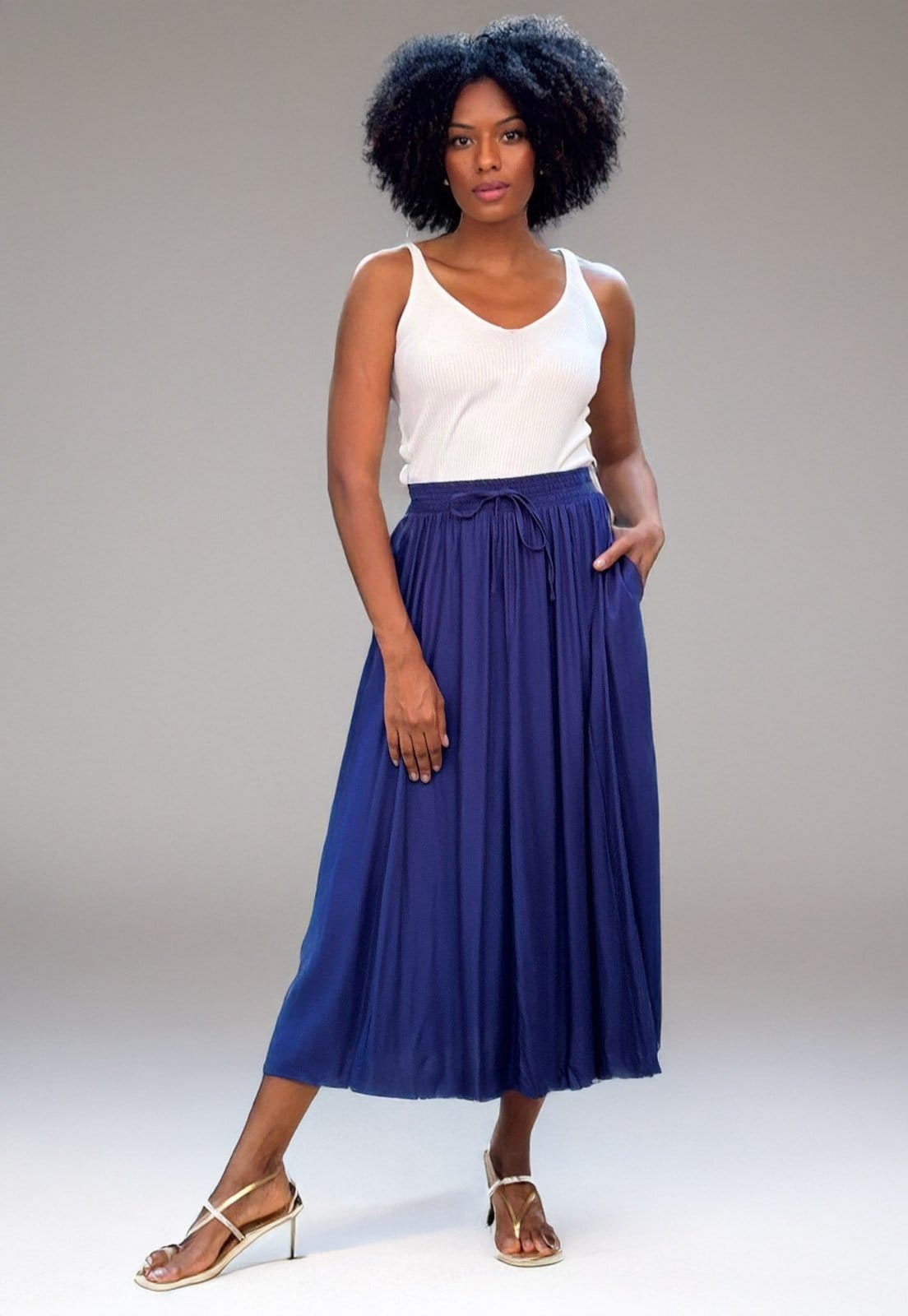 Vista 2 Saia Longa Amazonia Vital Estampa Bic Amazonia Vital azul