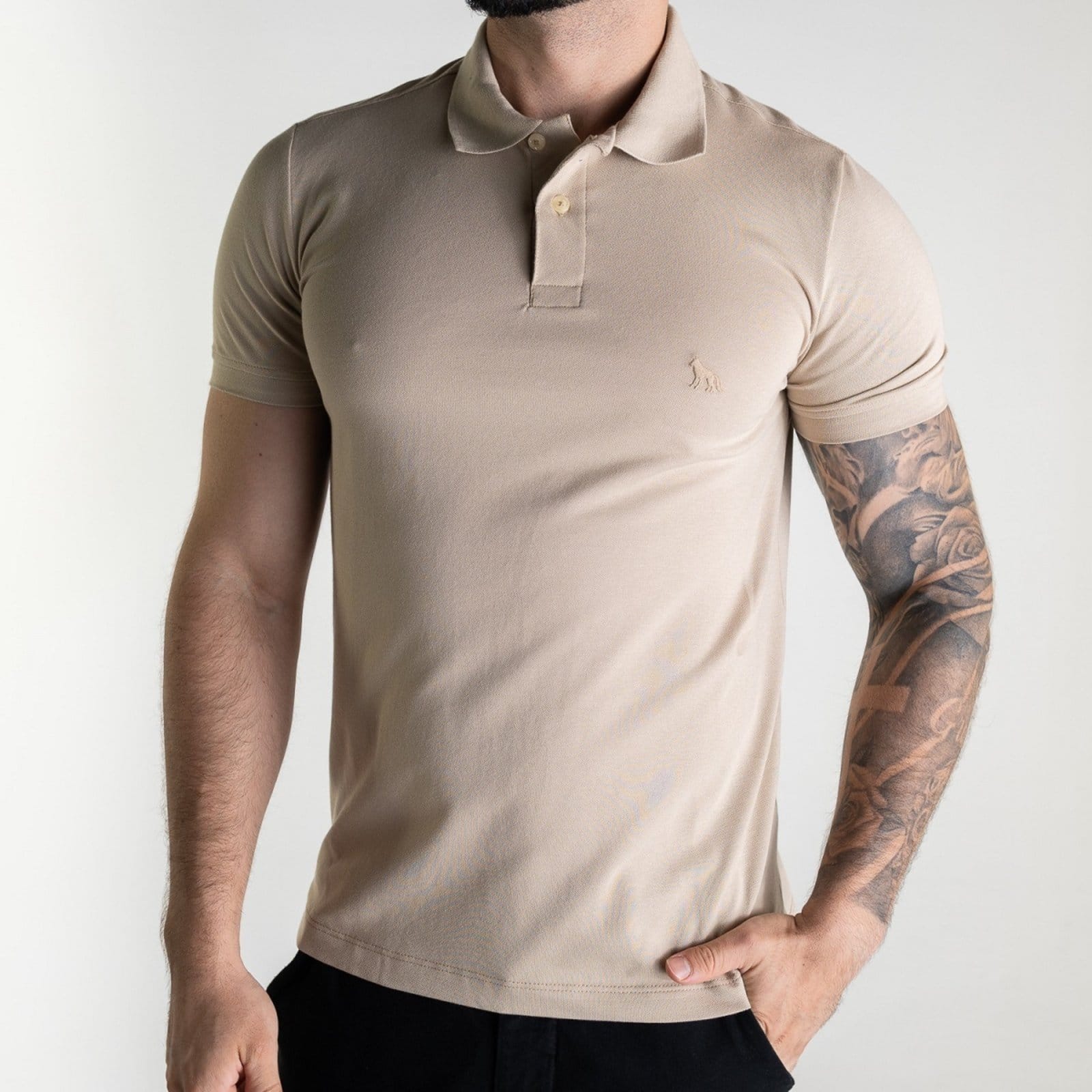 Vista 2 Camisa Polo Acostamento Wolf Acostamento bege