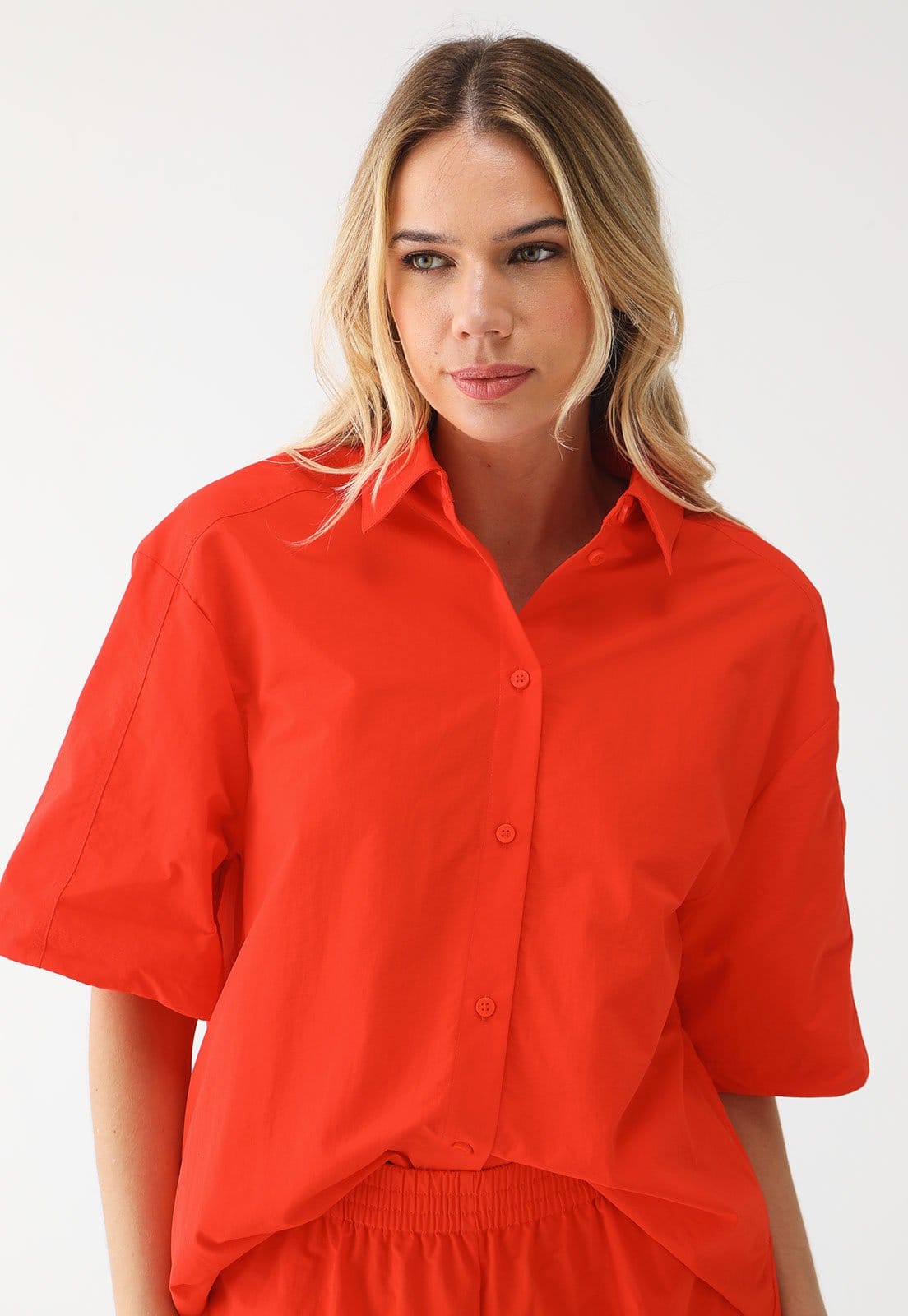 Camisa TOPSHOP Reta Lisa Vermelha