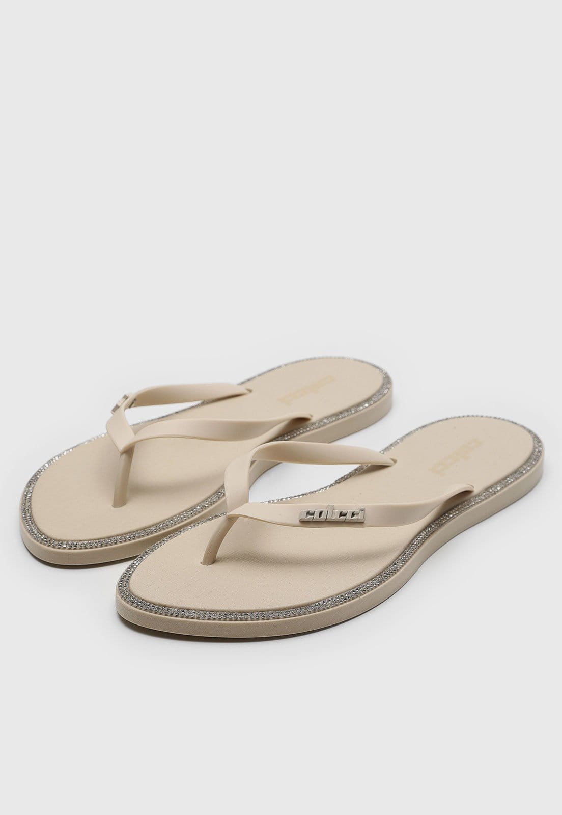 Vista 2 Chinelo Dedo Feminino Colcci Strass Colcci bege