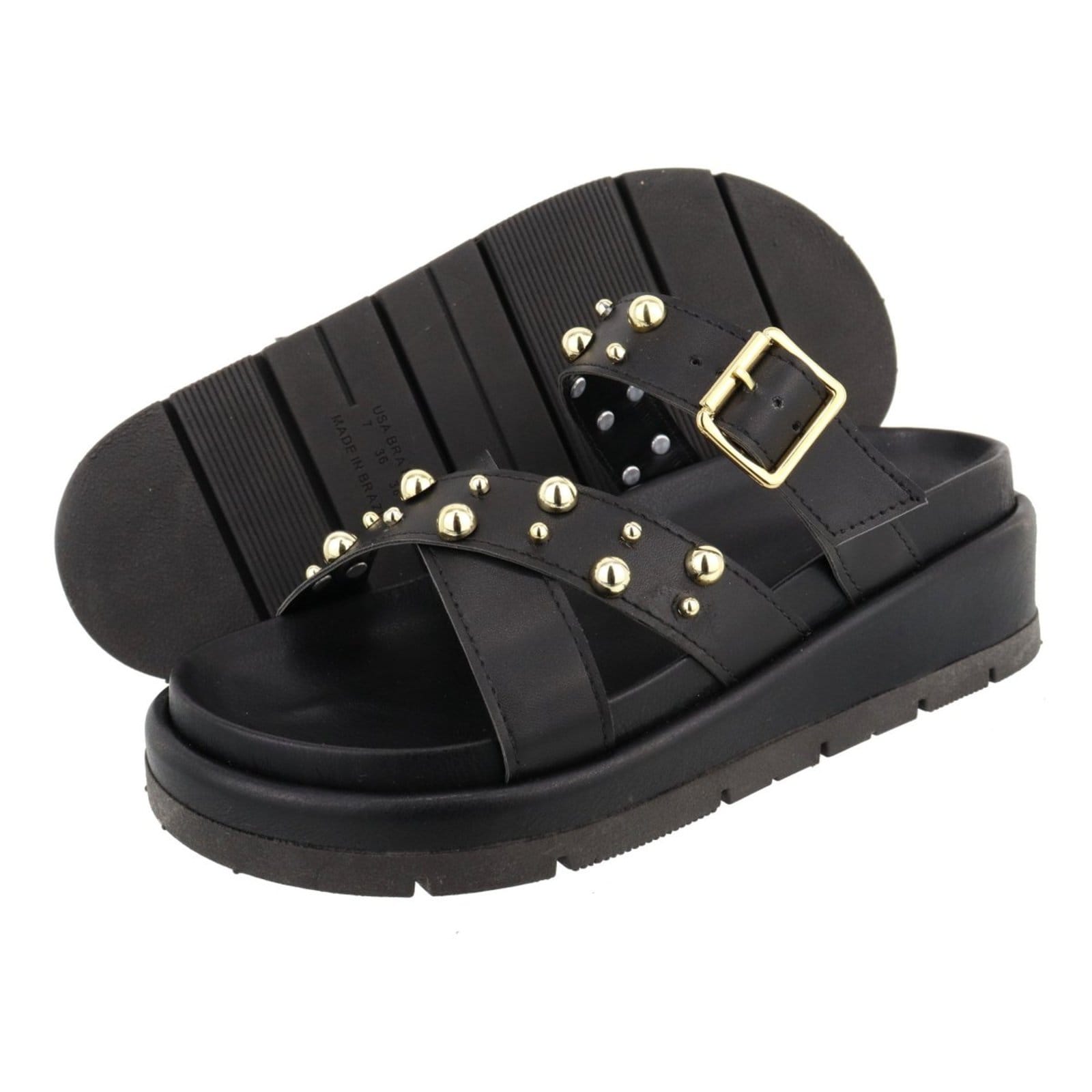 Vista 2 Sandália Papete Feminina Estilosa Plataforma Sola Alta Confortável Bolinhas Preta TELLINI STORE preto