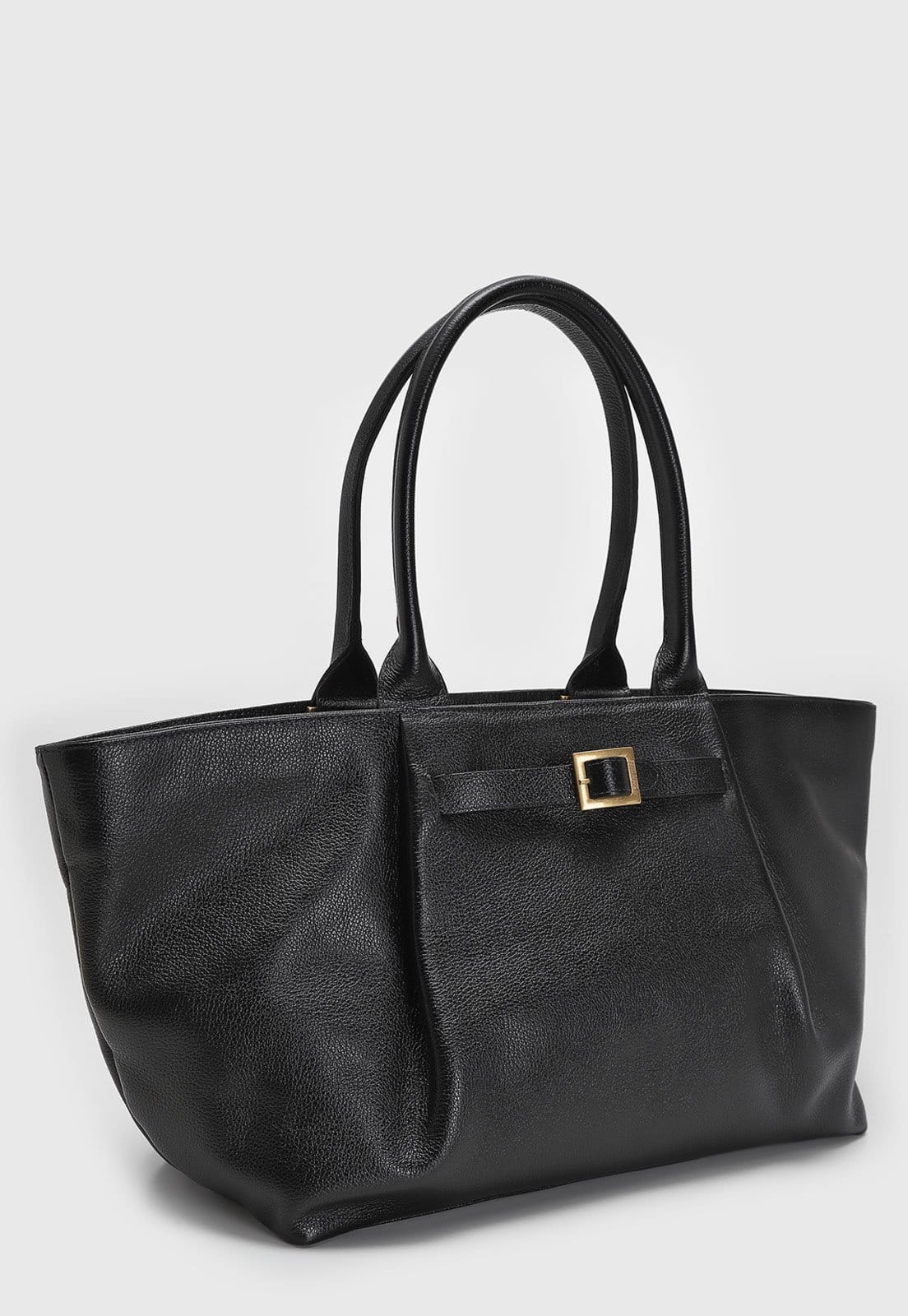 Vista 2 Bolsa Grande Feminina Santa Lolla Fivela Preta Santa Lolla preto