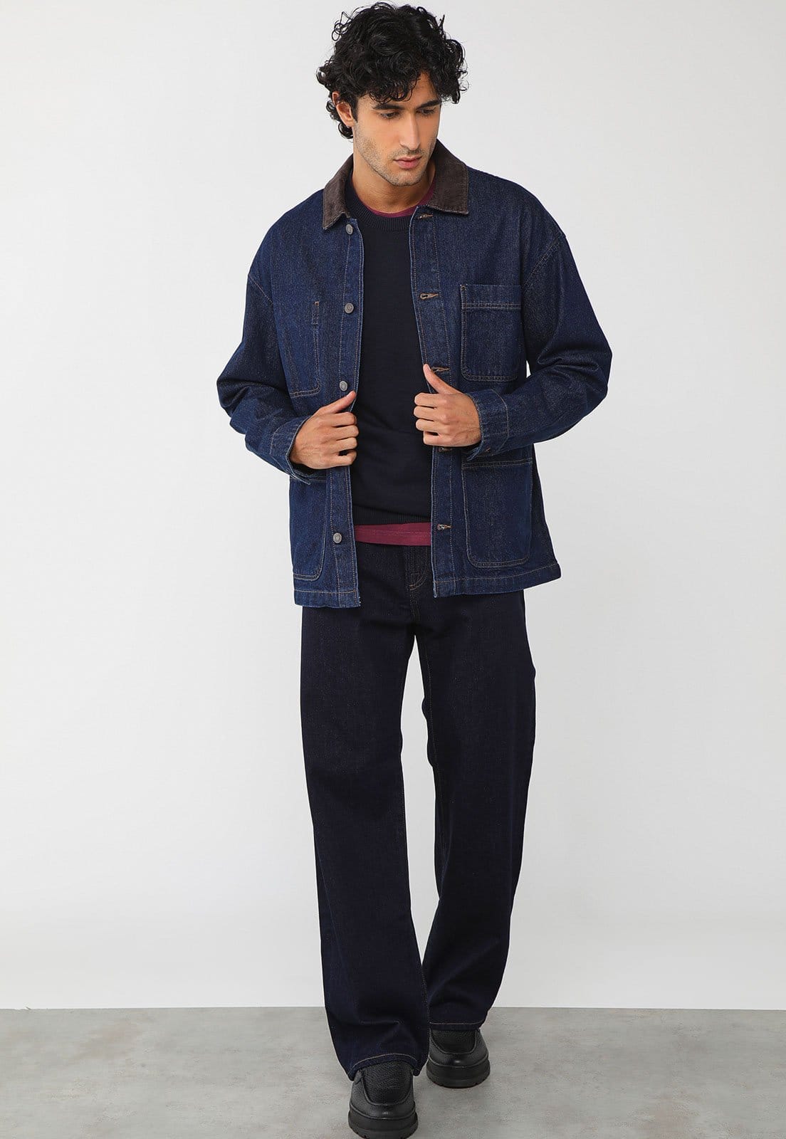 Vista 2 Jaqueta Masculina GAP Jeans Gola Cotelê Escuro GAP azul