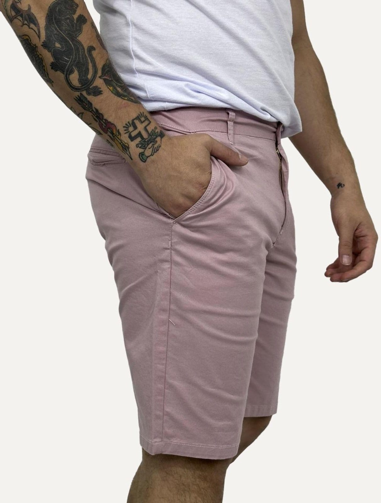 Vista 2 Bermuda King & Joe Sarja Masculina Slim Plaid King & Joe rosa