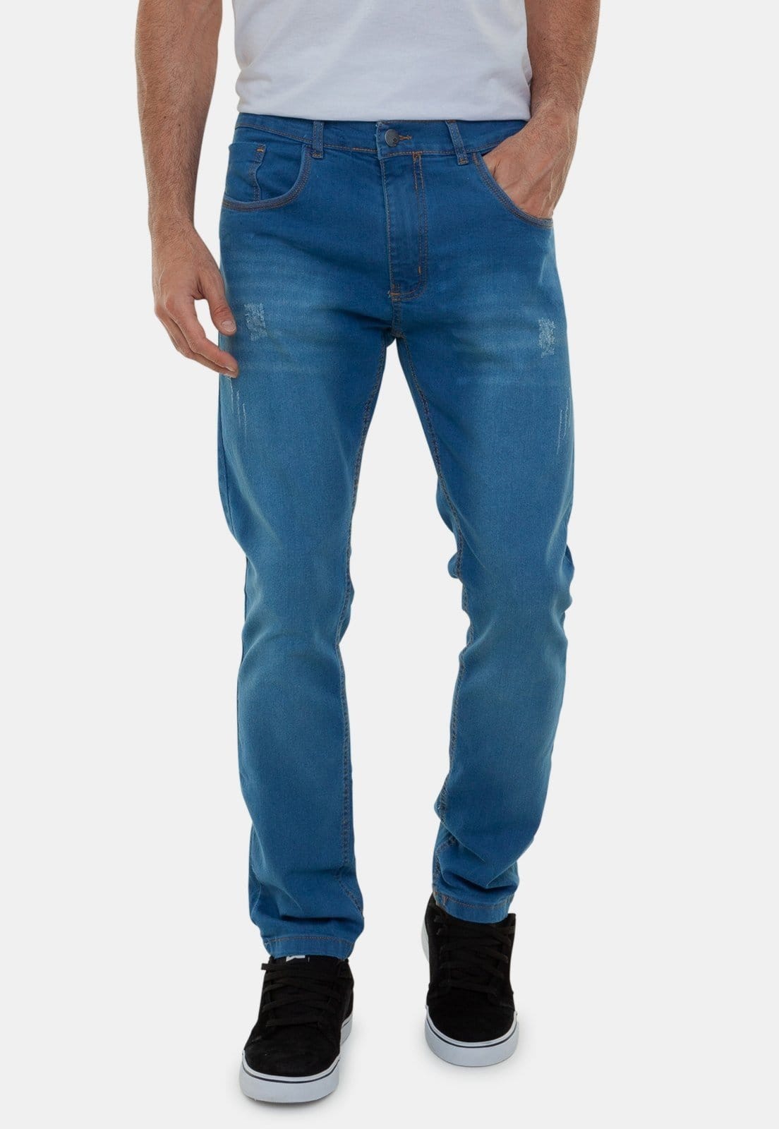 Calça Jeans Masculina Tradicional Lavagem Claro Premium Original Versatti Uruguai