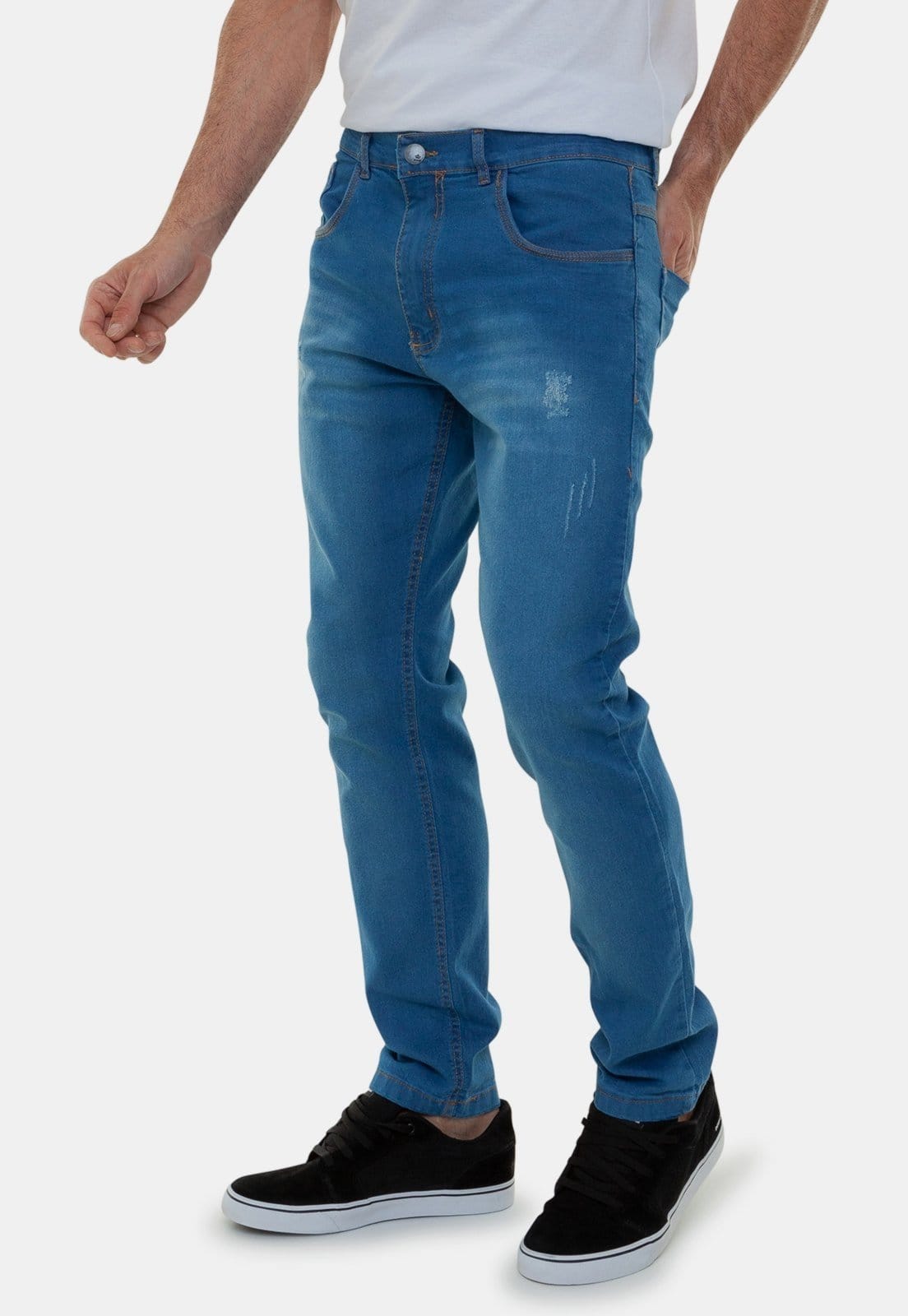 Calça Jeans Masculina Tradicional Lavagem Claro Premium Original Versatti Uruguai - 2