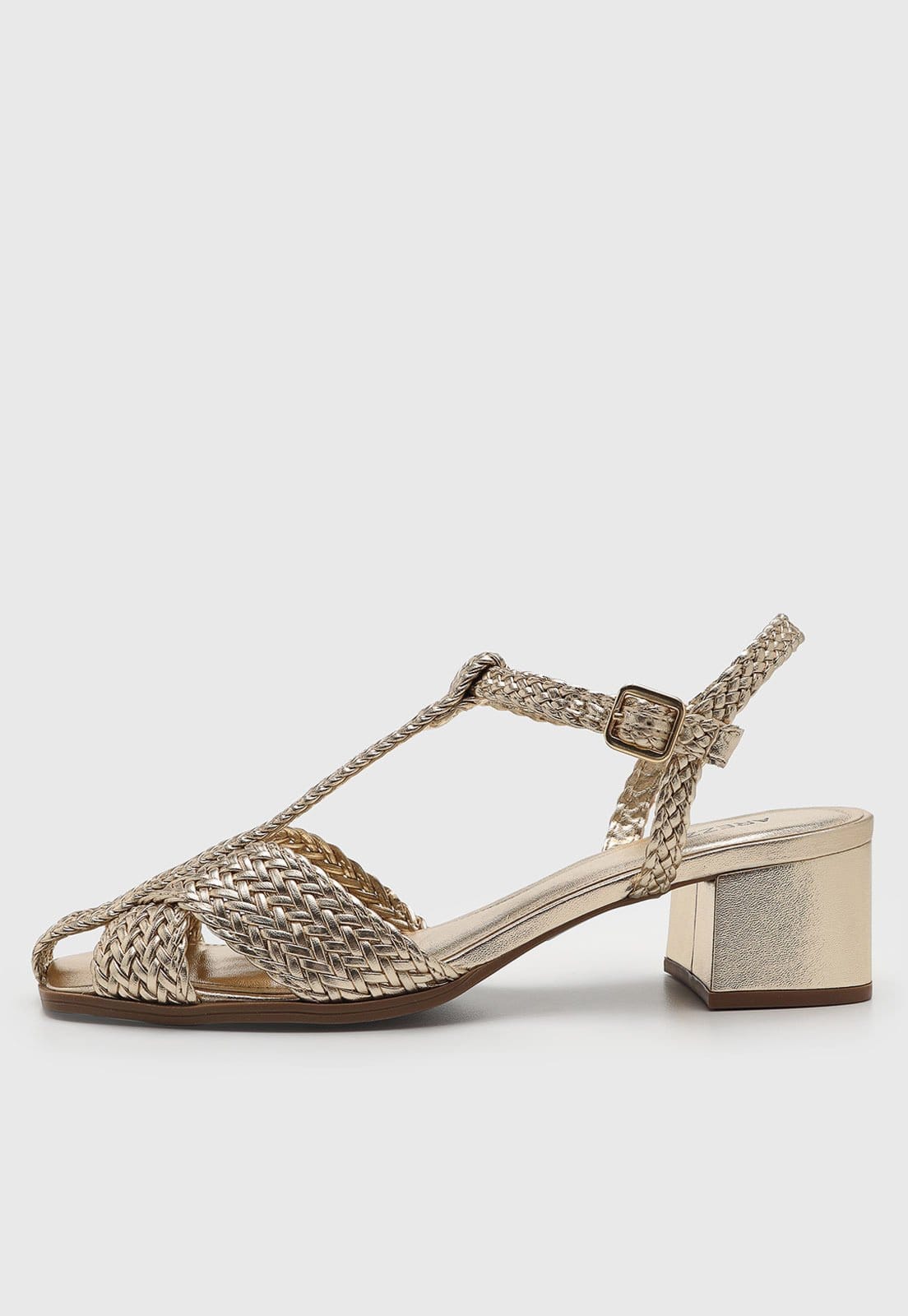 Sandália Feminina Arezzo Tiras Trançadas Dourada