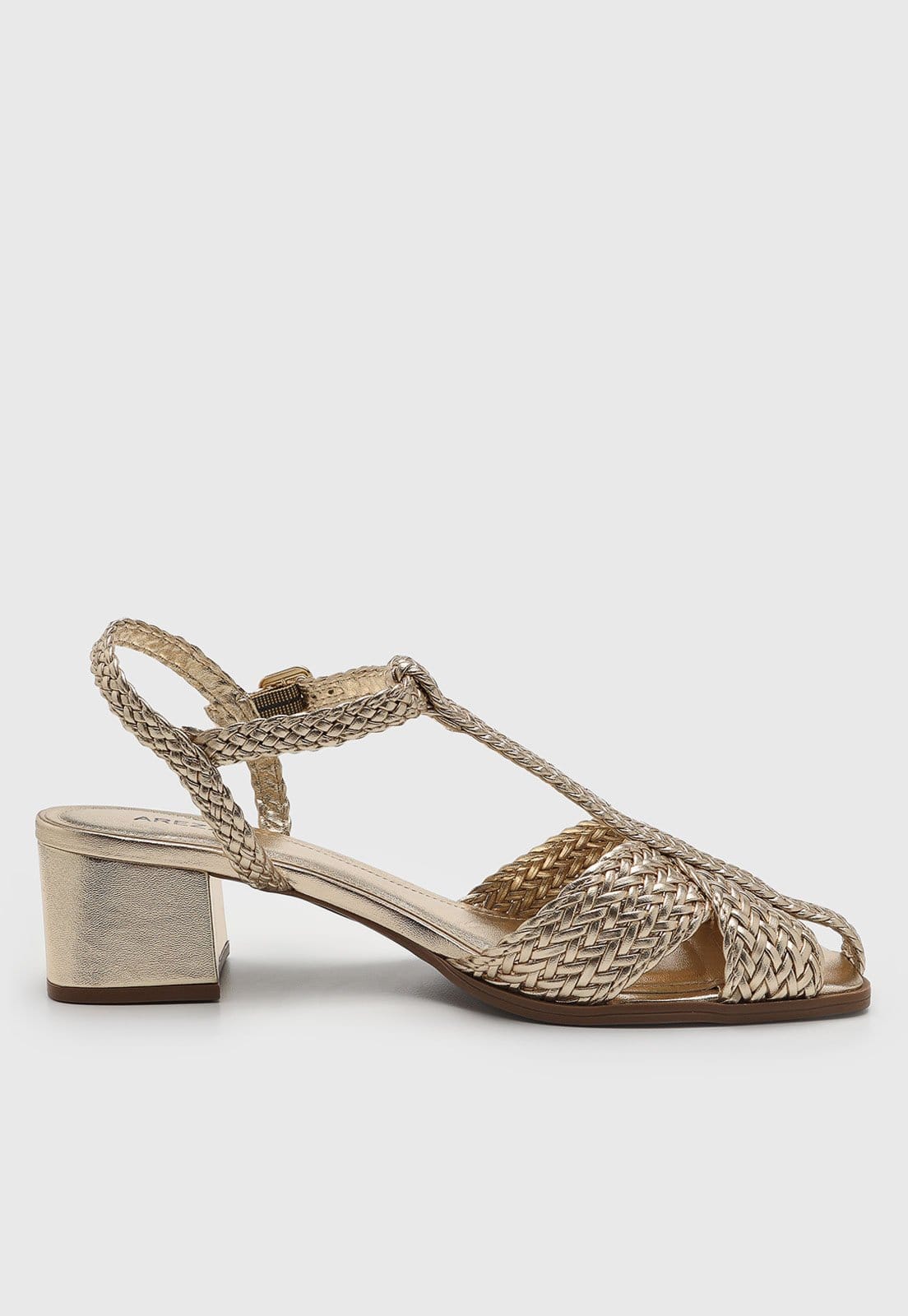 Vista 2 Sandália Feminina Arezzo Tiras Trançadas Dourada Arezzo dourado