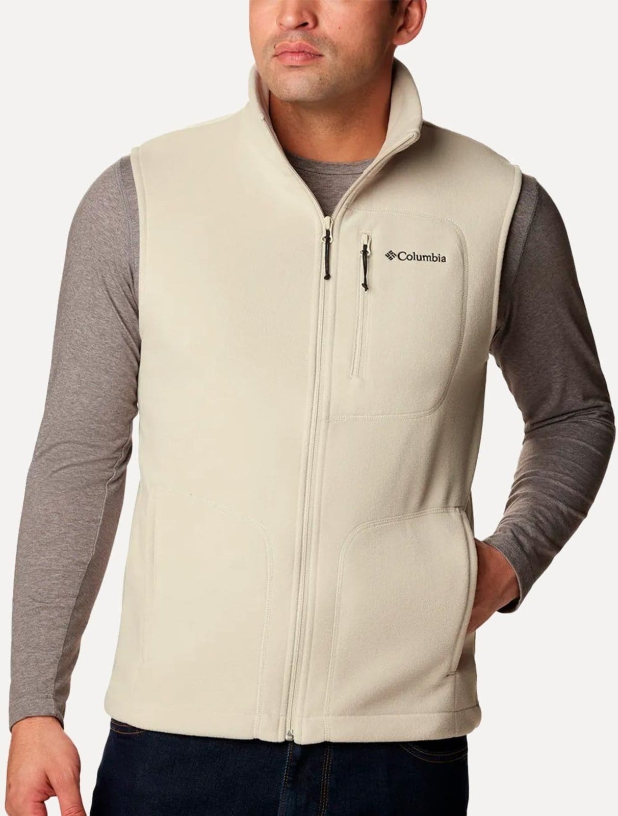 Colete Columbia Masculino Fleece Fast Trek Off-White