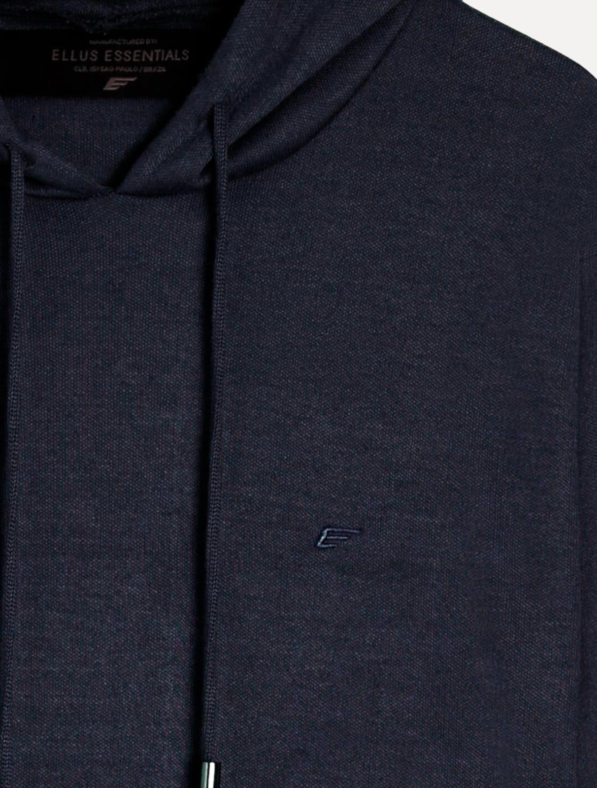 Vista 2 Blusa Ellus Tricot Masculina Cotton Poly Hood Marinho Mescla Ellus azul marinho