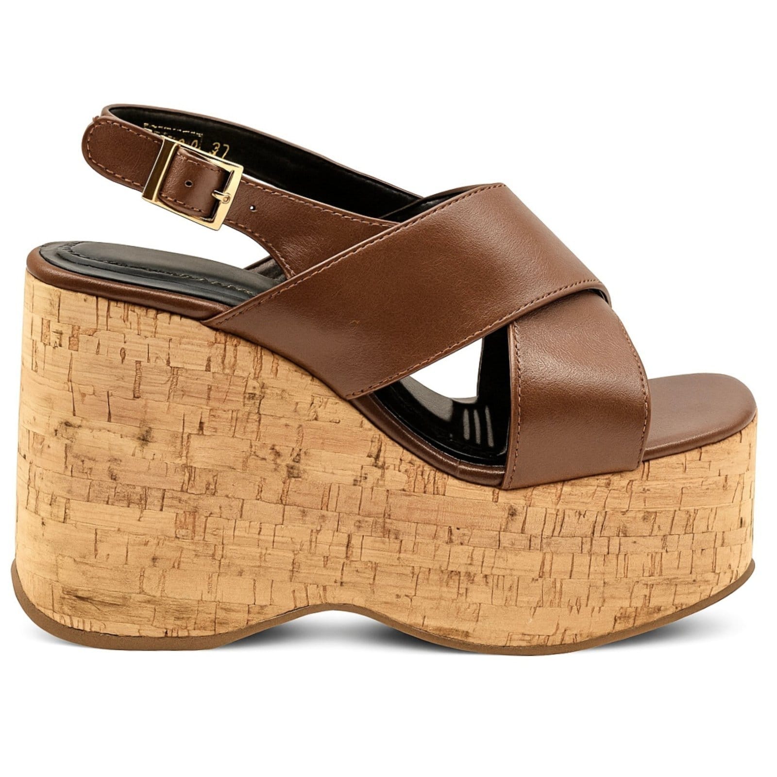 Vista 2 Sandália Feminina Anabela Plataforma Alta de Cortiça Cacau 182175 Flor da Pele marrom