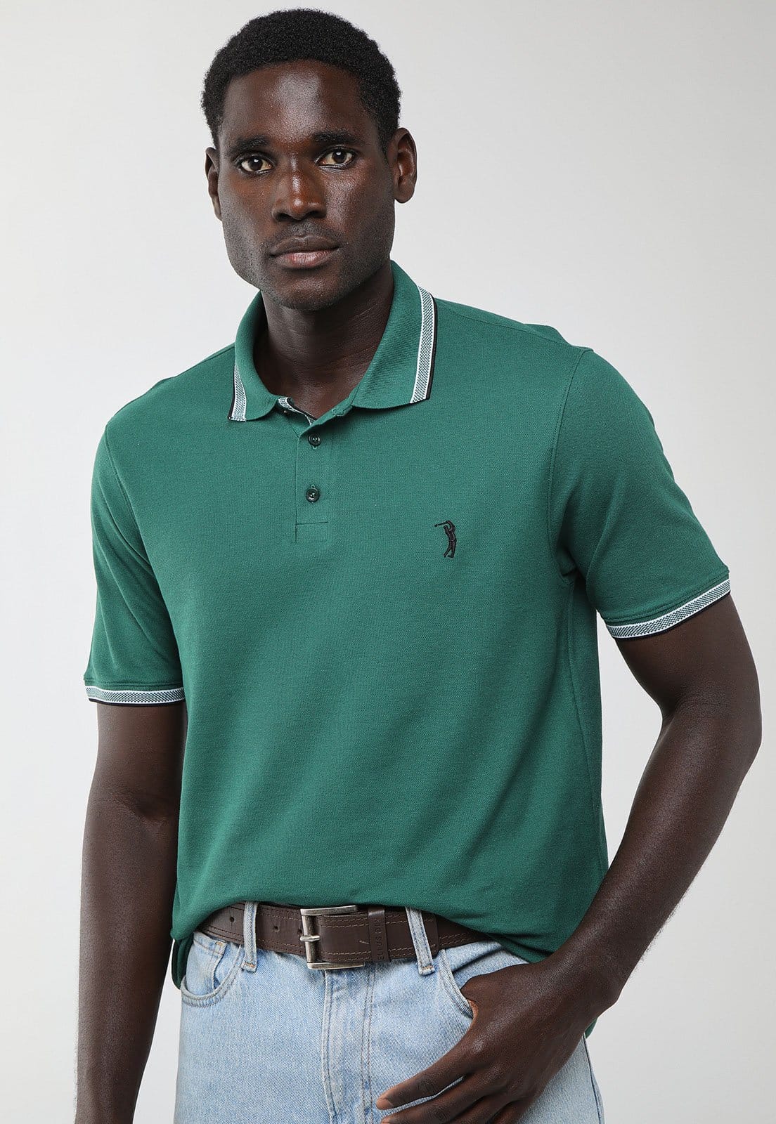 Polo Masculina Aleatory Gola Contraste