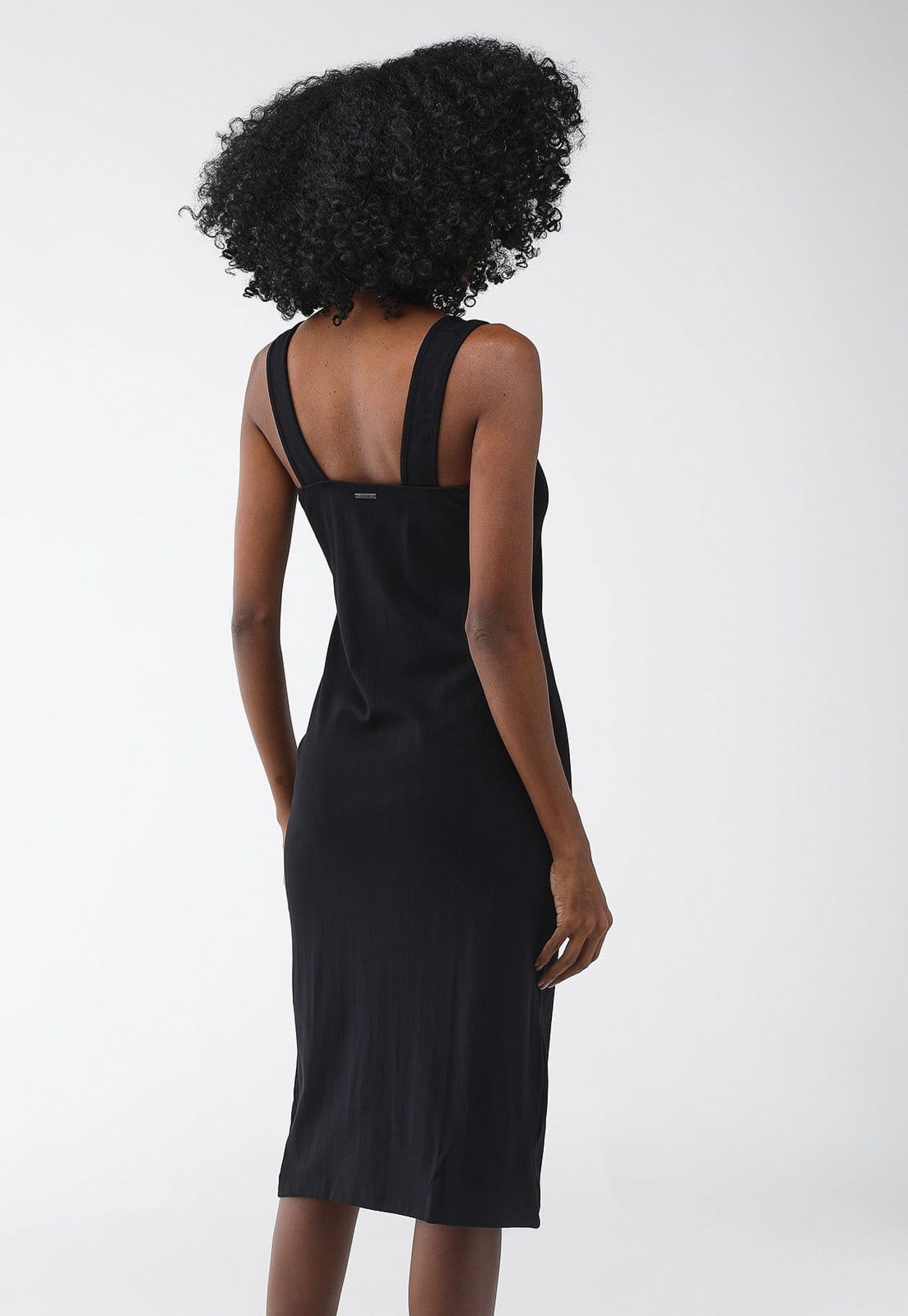 Vista 2 Vestido Canelado Forum Midi de Alça Forum preto