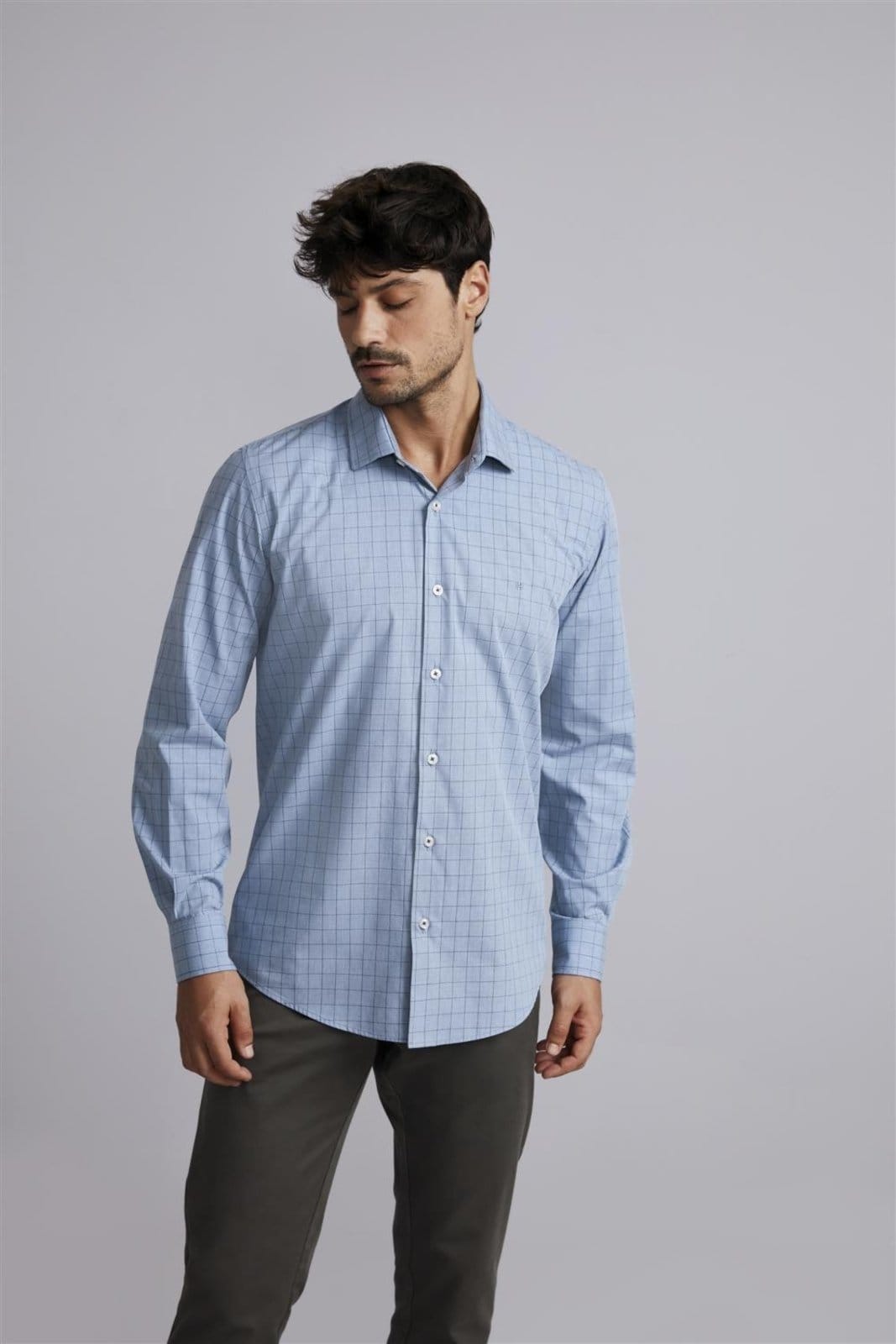 HIGHSTIL Camisa Algodão Egípcio Slim Fit Listrada Claro
