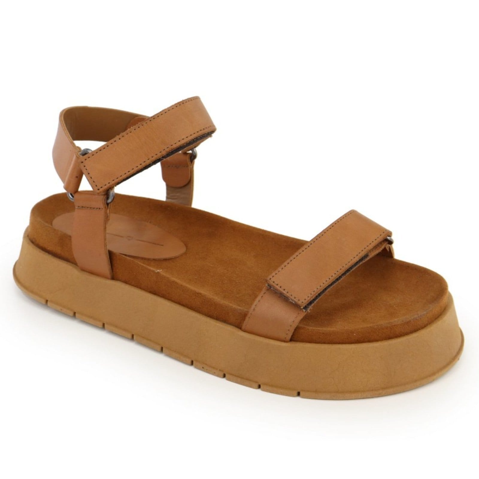 Vista 2 Sandália Papete Flatform Conforto em Couro Lacre Maria Paula Camel MARIA PAULA caramelo