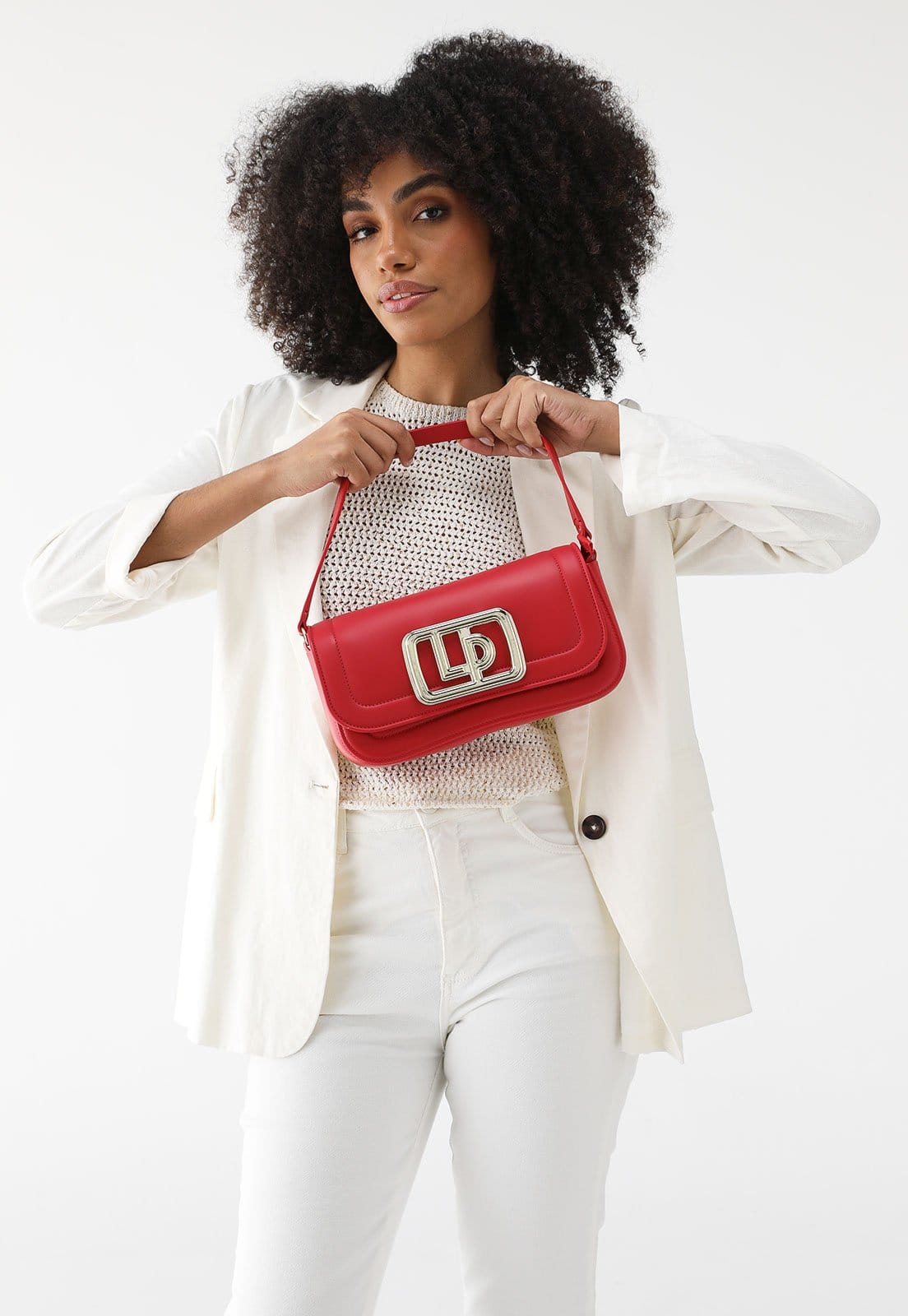 Bolsa Tiracolo Lança Perfume Logo Metalizado Vermelha