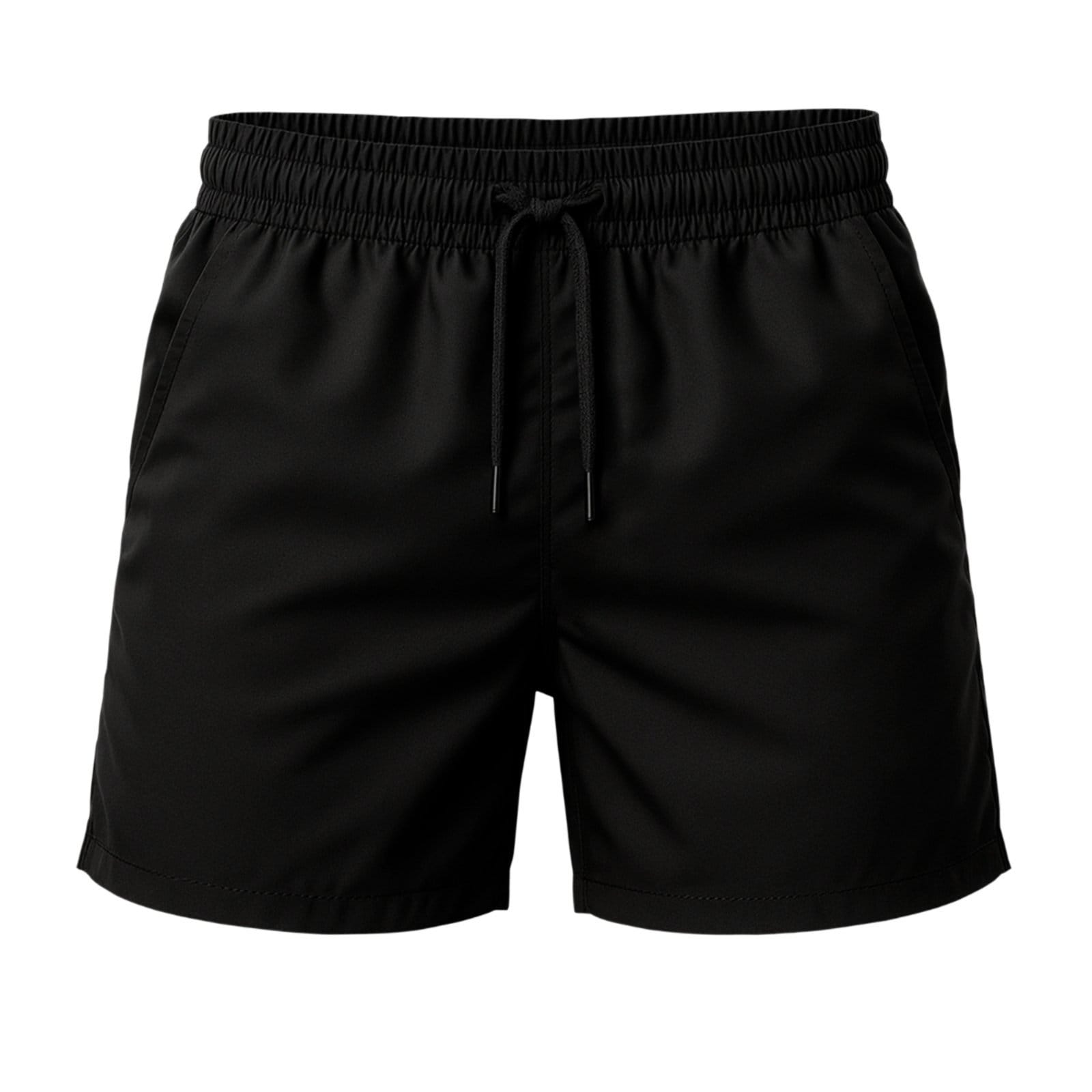 Vista principal Short Tactel Leve Moda Praia Liso Bermuda Masculina Relaxado preto