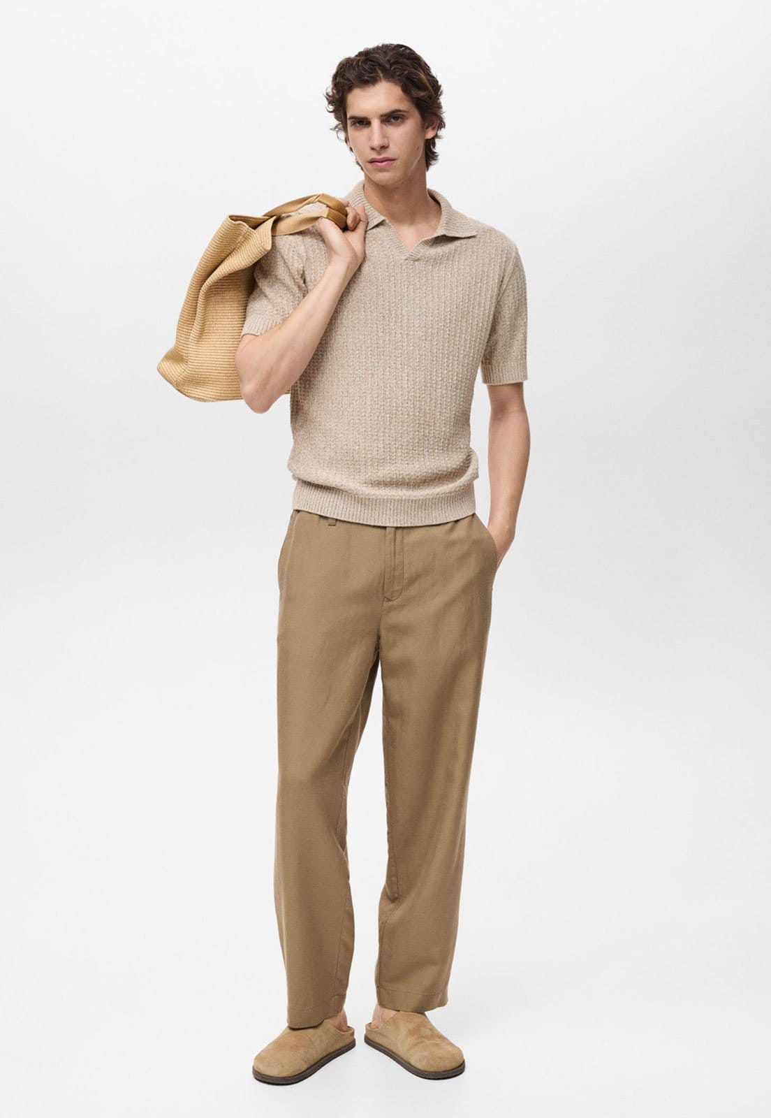 Vista 2 Camisa Polo Mango Regular Hondarra Mango bege