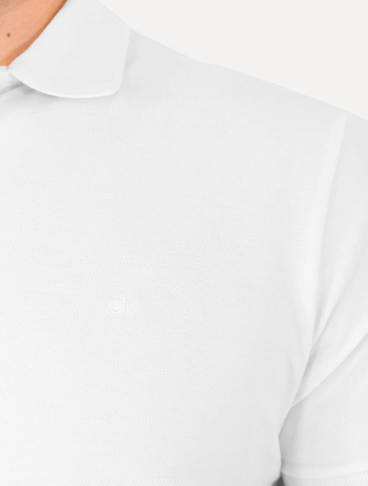 Vista 2 Polo Calvin Klein Masculina Piquet Regular Básica Mono Sem Friso Branca Calvin Klein branco