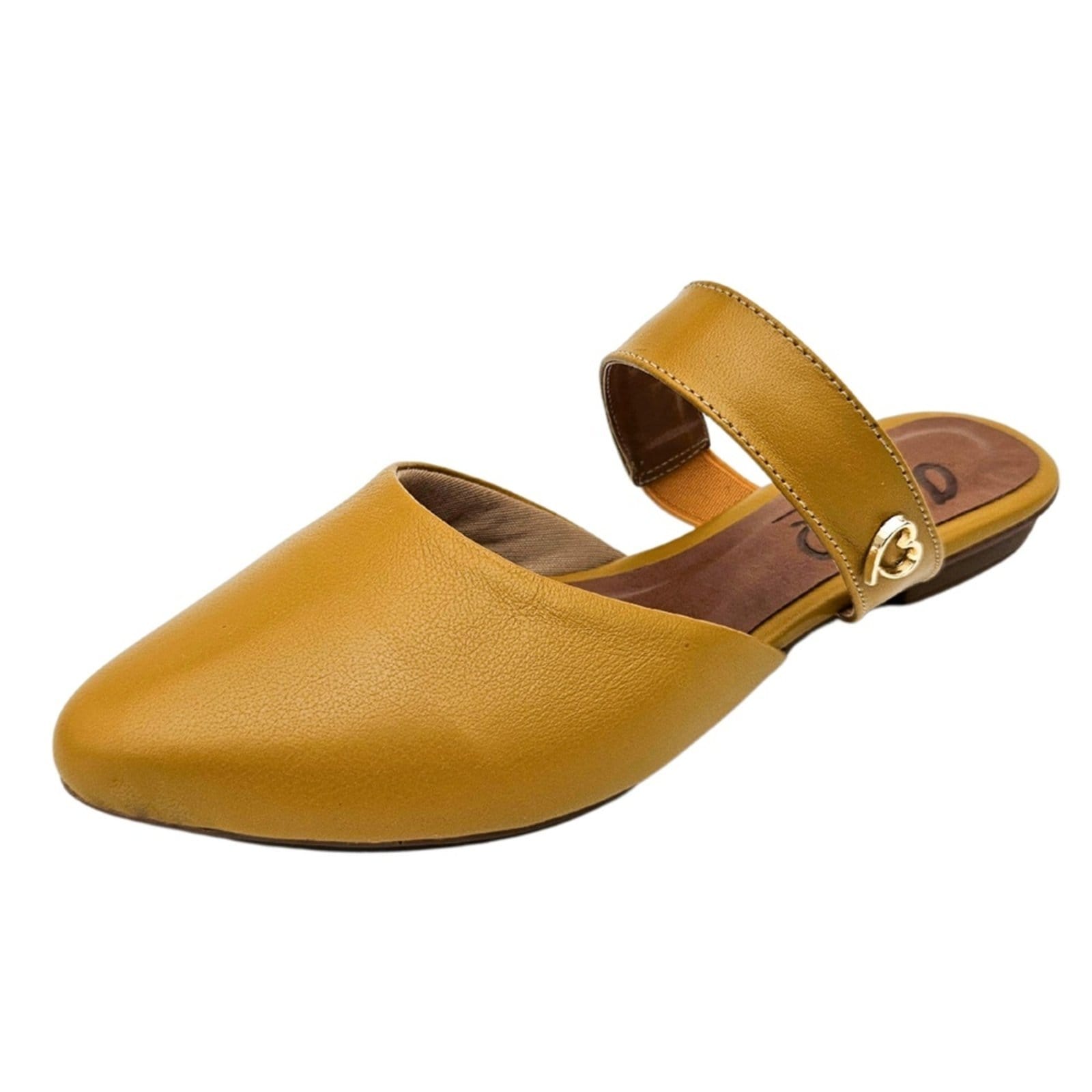Vista 2 Mule em Couro Vivian Amo Calçados Mostarda Amo Calçados amarelo