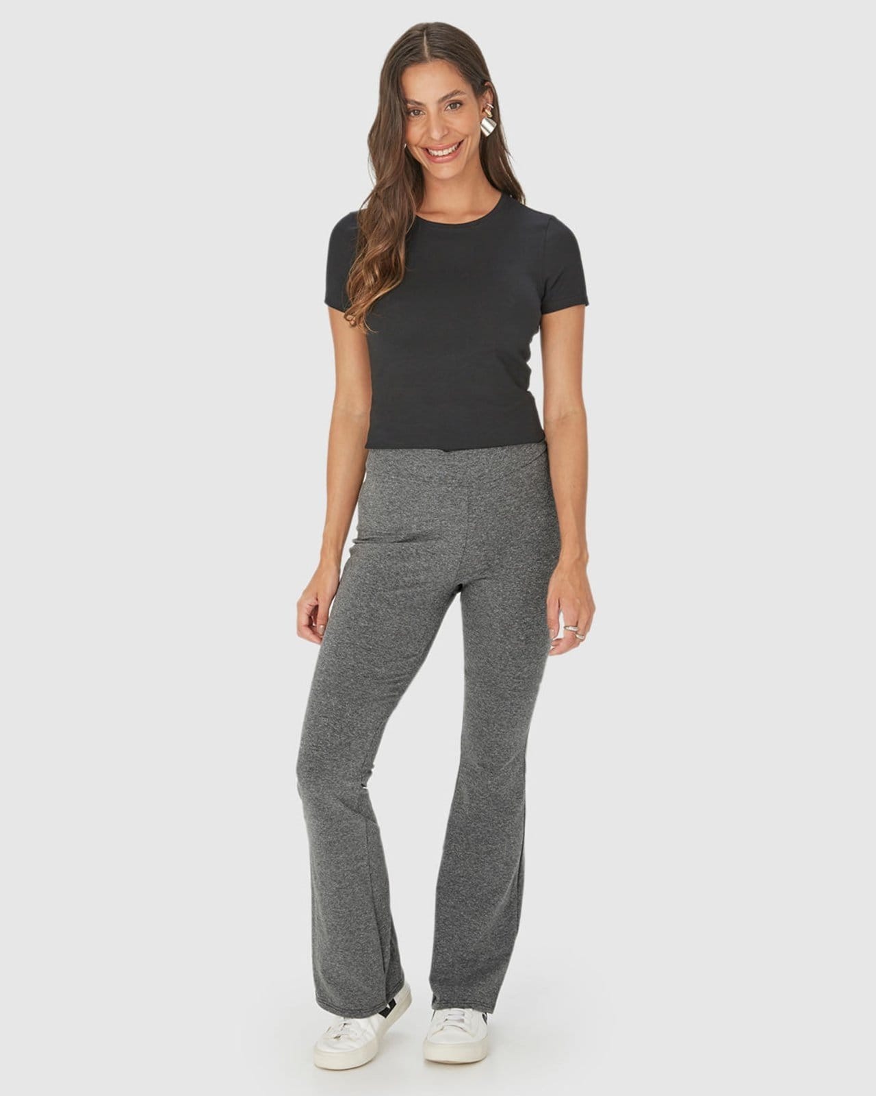 Calça Básica Feminina Flare Em Algodão