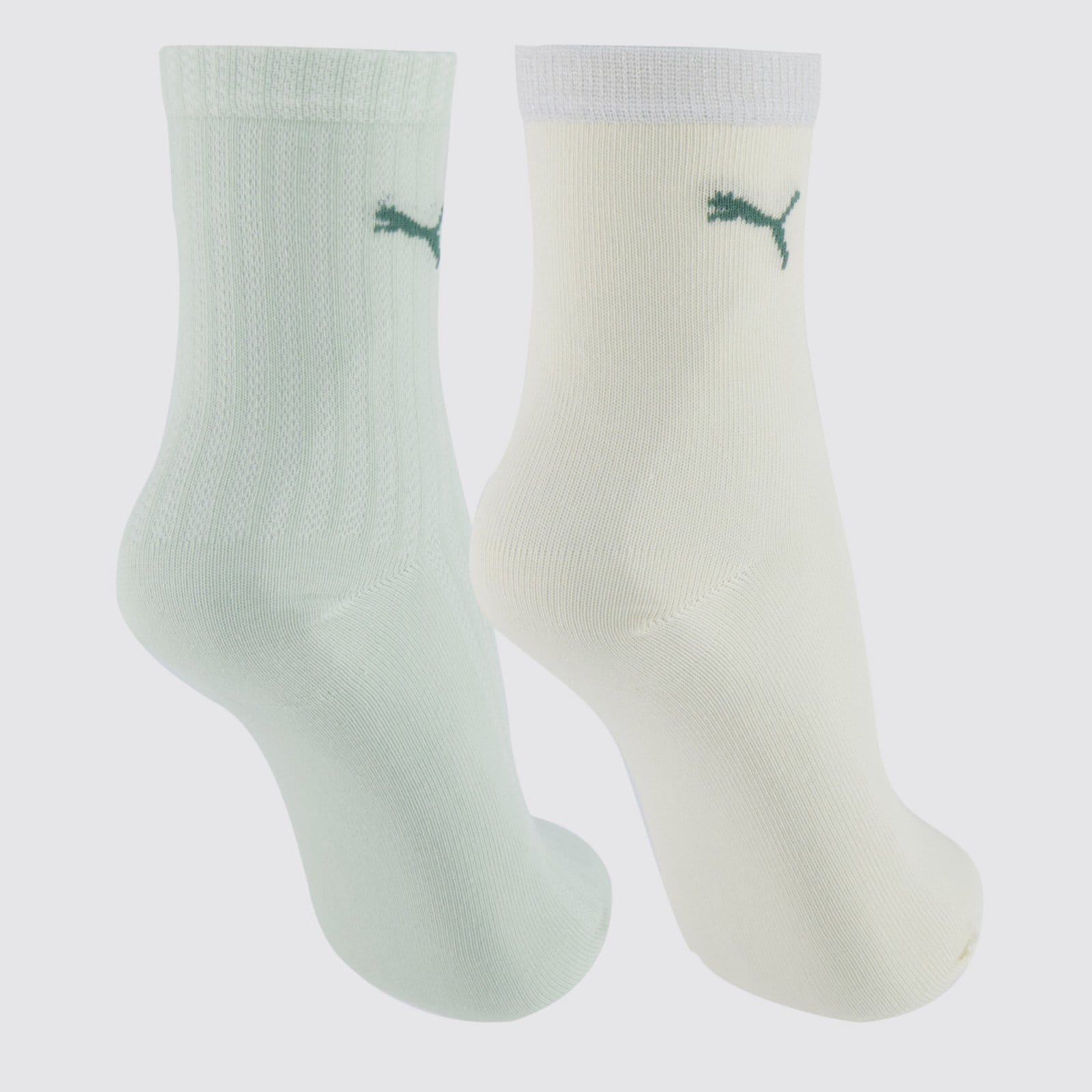 Vista 2 Kit Meia Puma Cano Médio 2 Pares Feminina e Puma verde