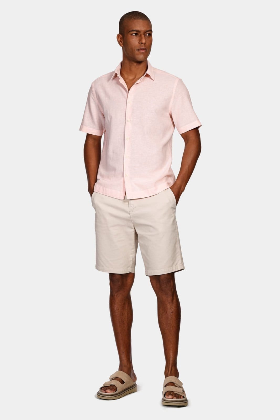 Vista 2 Camisa Aramis Regular Linho Algodão f Coral Aramis incolor coral