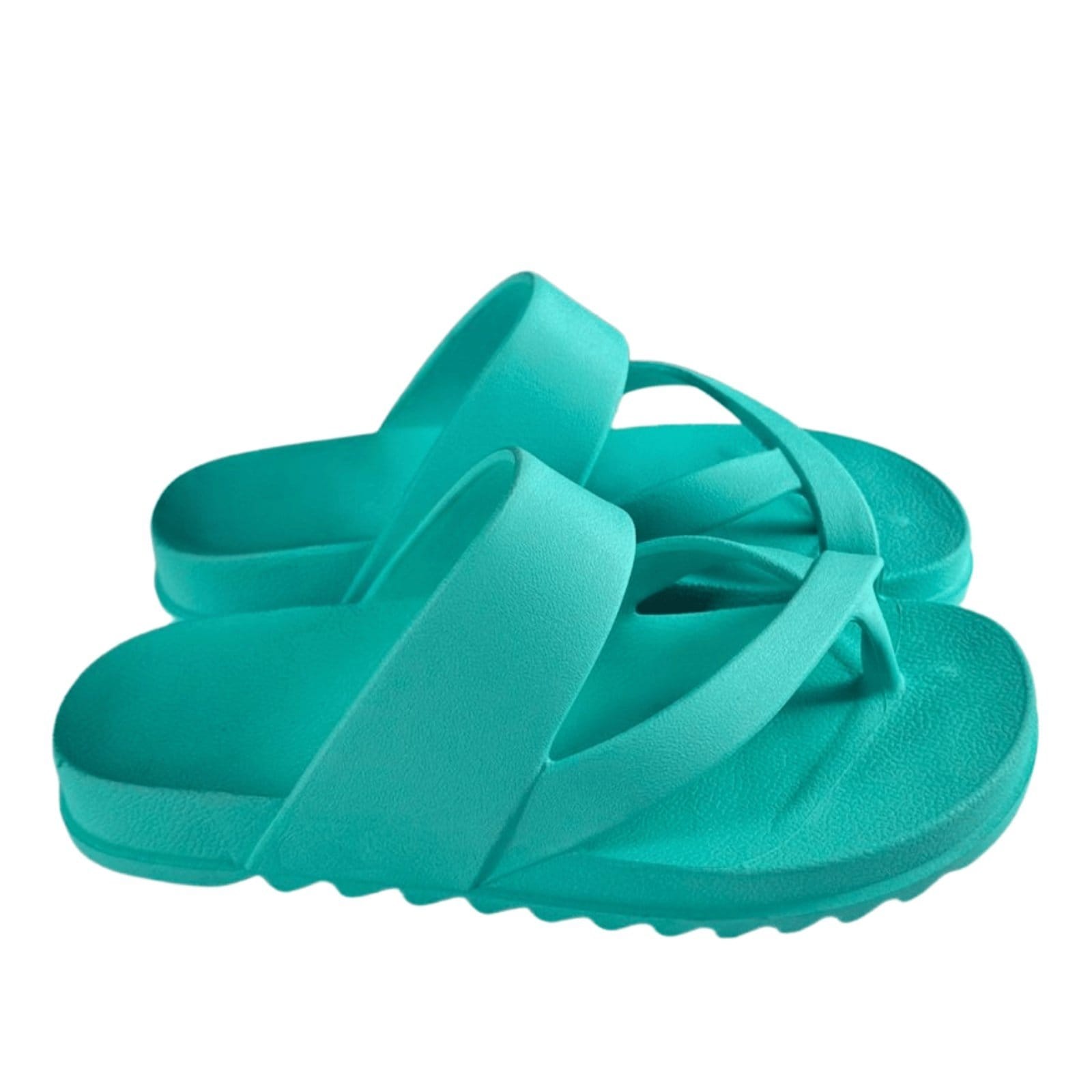 Chinela Feminina Conforto Anna Andrade Flat Rasteira Casual Papete Nuvem Turquesa - 2