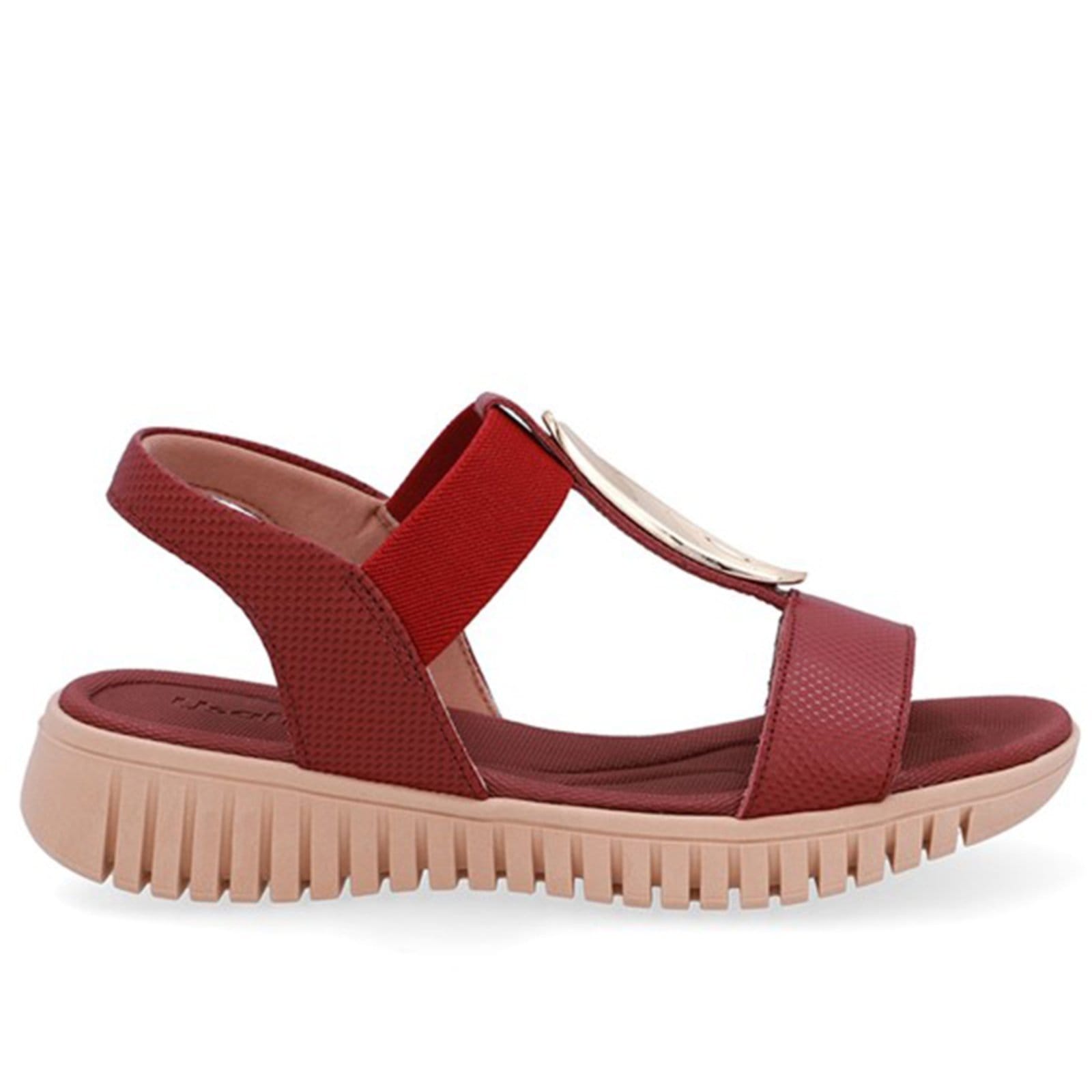 Sandália Enfeite Dourado Couro Usaflex Rebu - 003