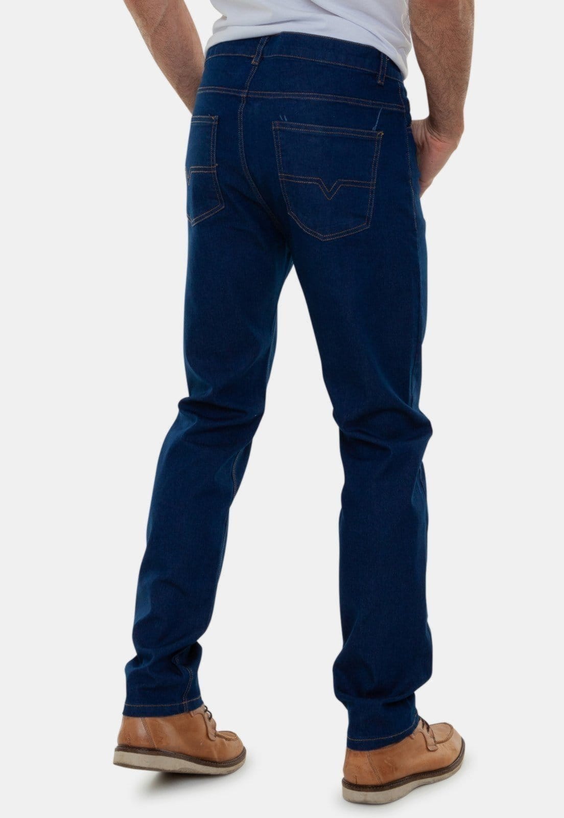 Vista 2 Calça Jeans Masculina Slim Lavagem Escura Premium Manchester Unak azul