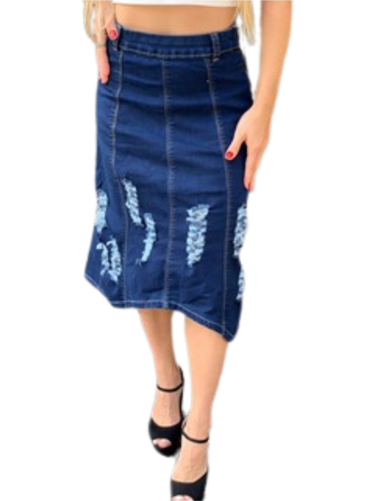 Saia Feminina Jeans Light Moda Evangélica Jeans Denise